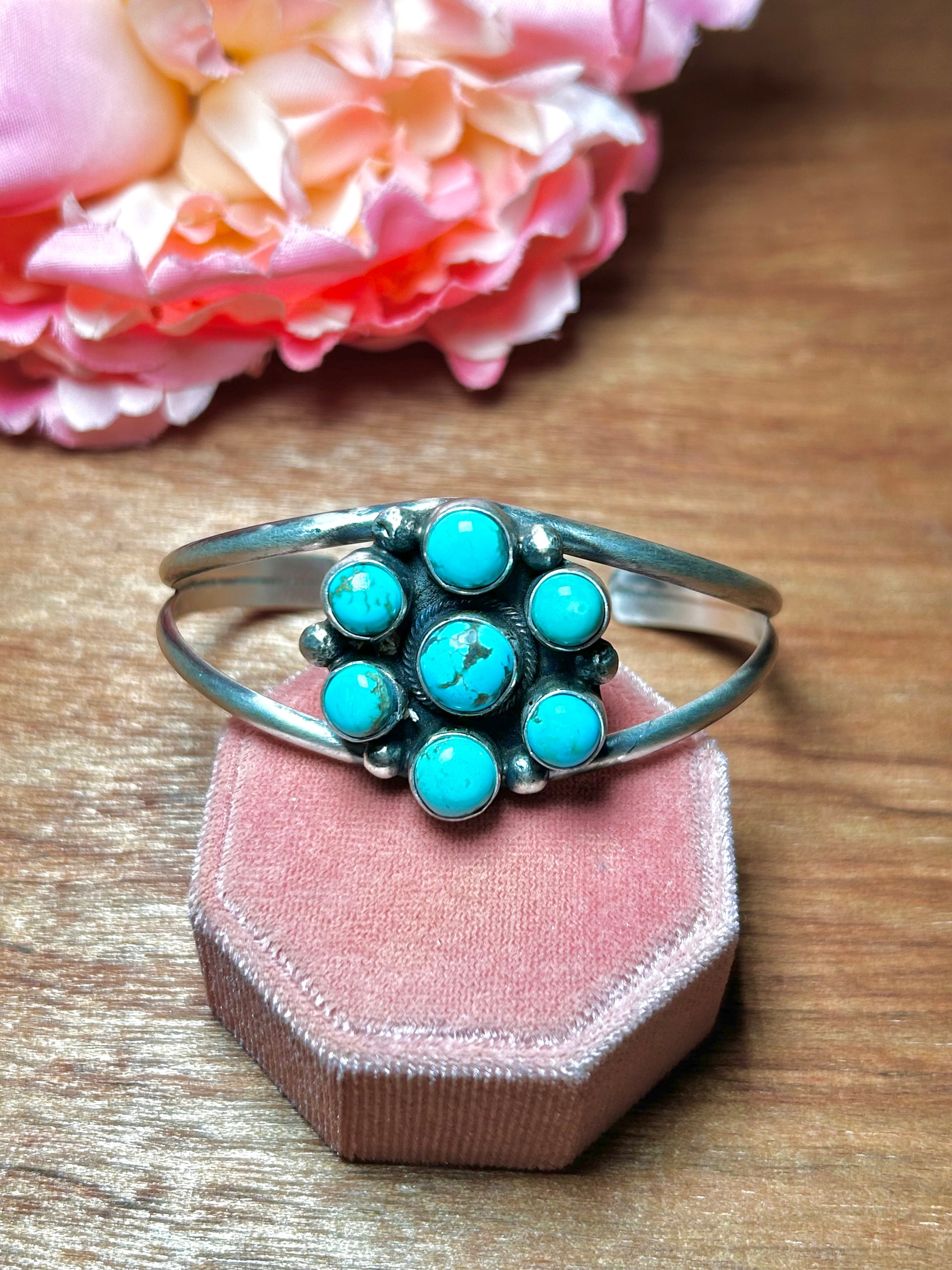Navajo Made Royston Turquoise & Sterling Silver Cuff Bracelet