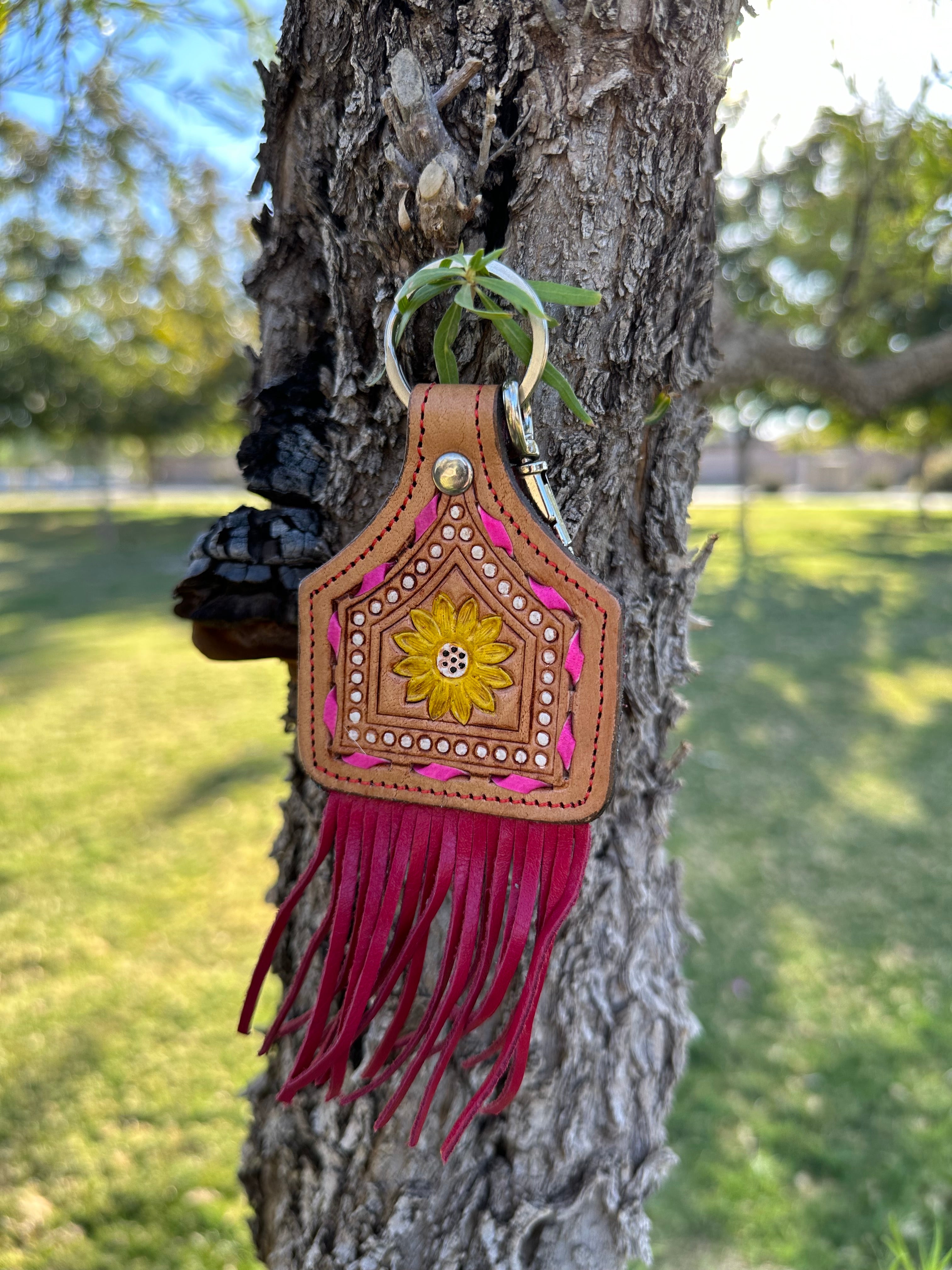 Genuine Tooled Leather Key Chain