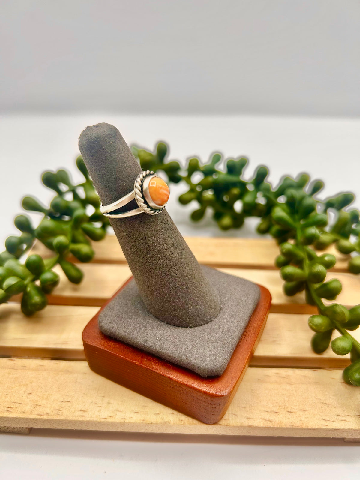 Navajo Made Spiny Oyster & Sterling Silver Ring