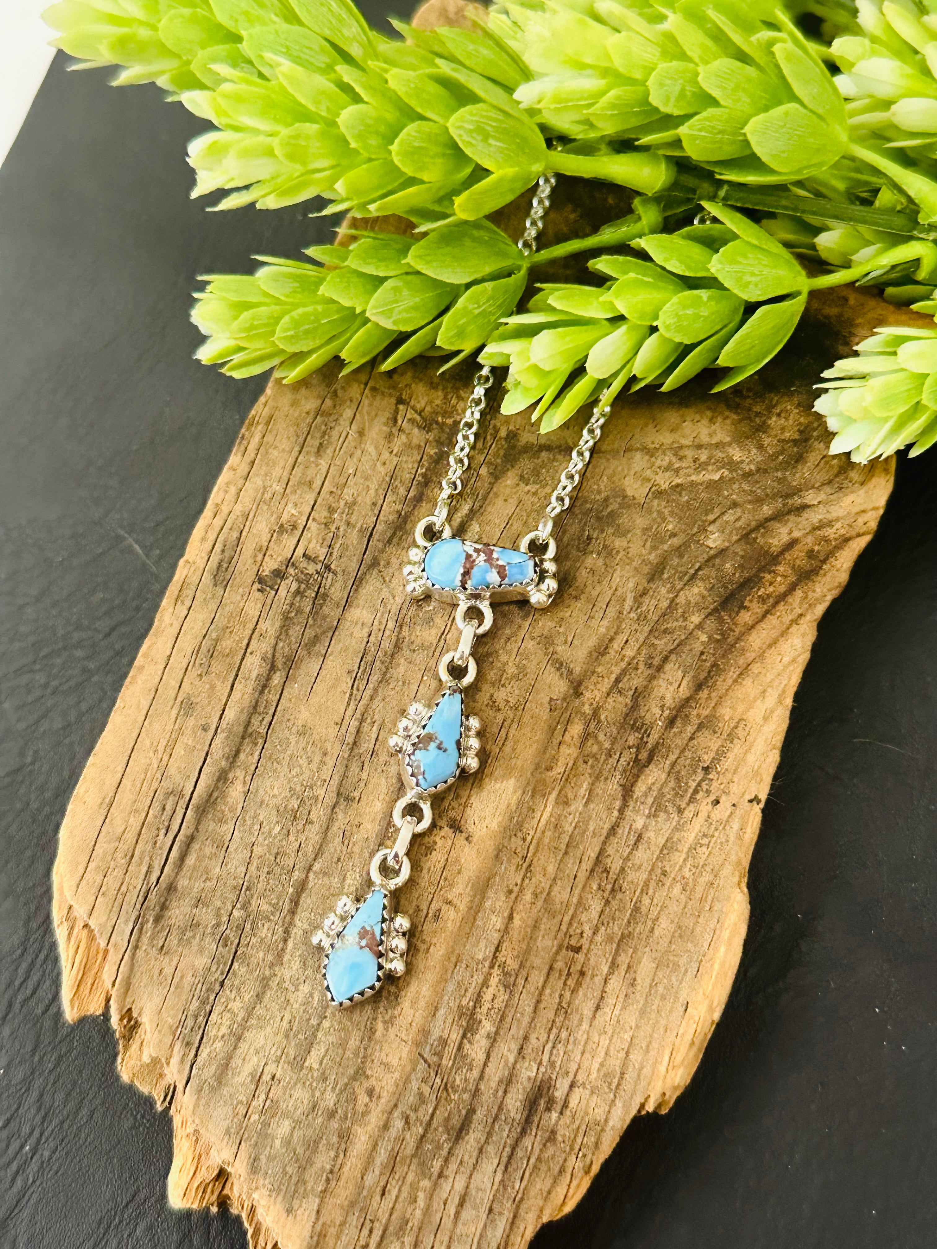 Southwest Handmade Golden Hills Turquoise & Sterling Silver Necklace