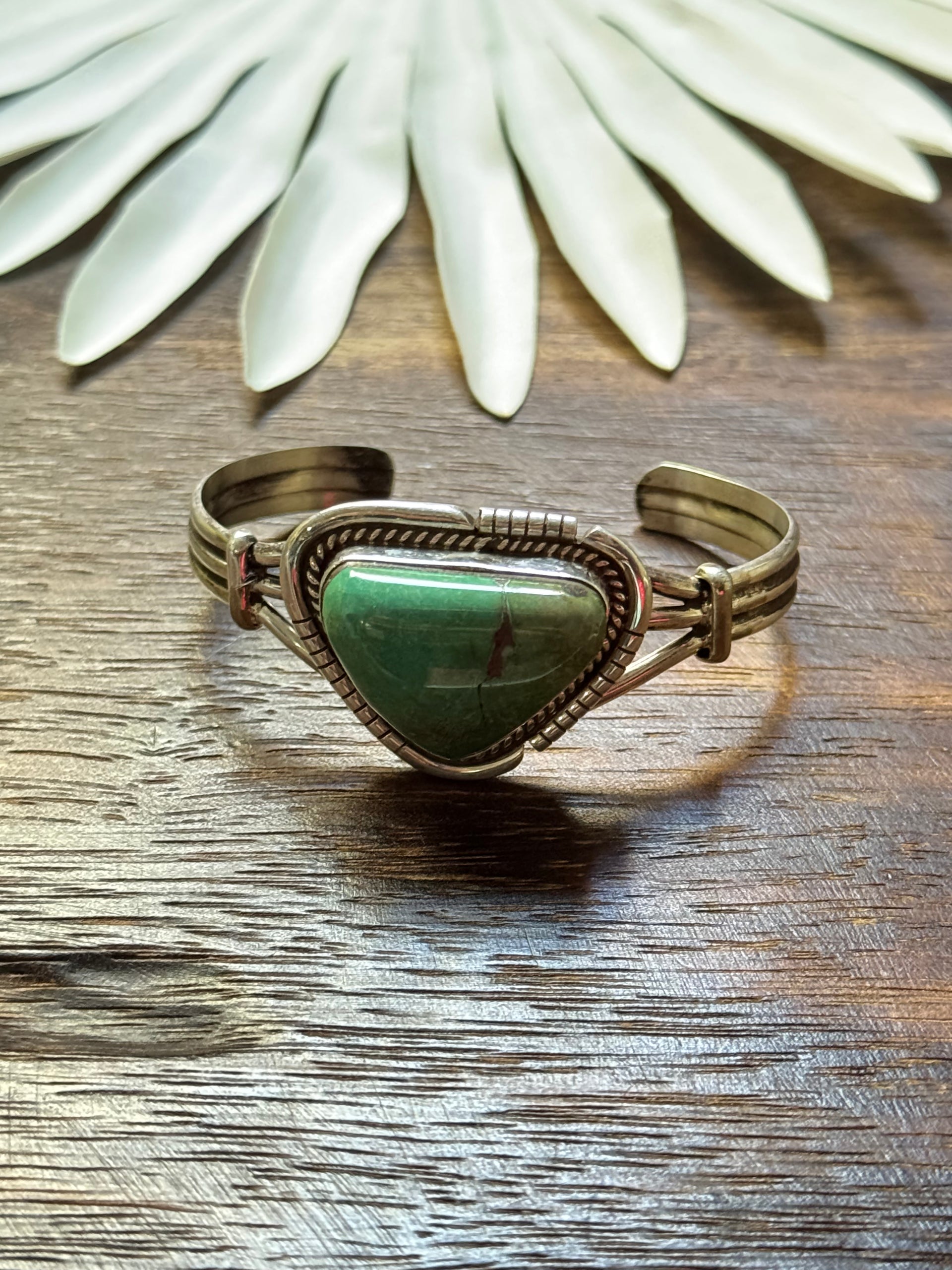 Navajo Made Kingman Turquoise & Sterling Silver Cuff Bracelet