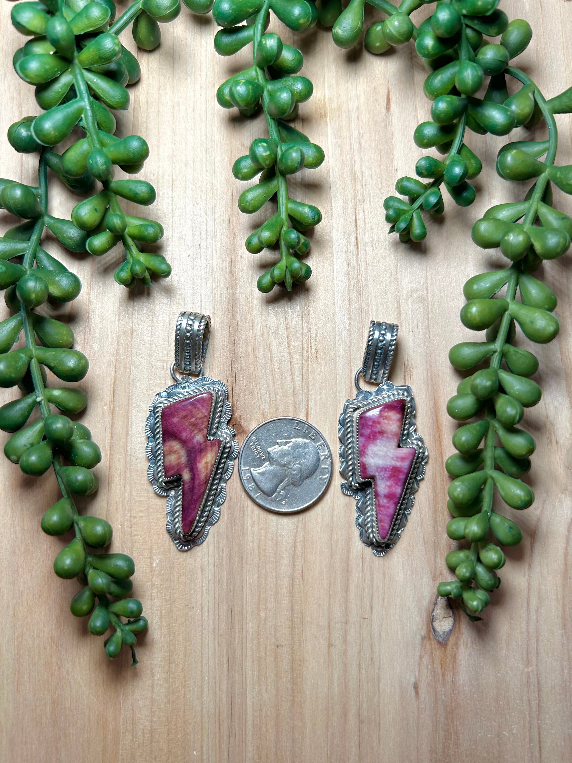 Navajo Made Purple Spiny Oyster & Sterling Silver Pendant