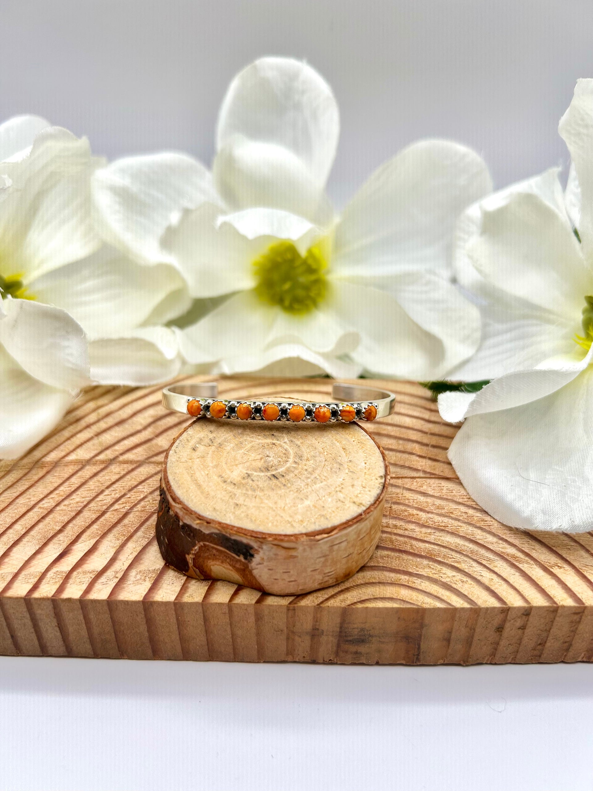 Navajo Made Spiny Oyster & Sterling Silver Cuff Bracelet
