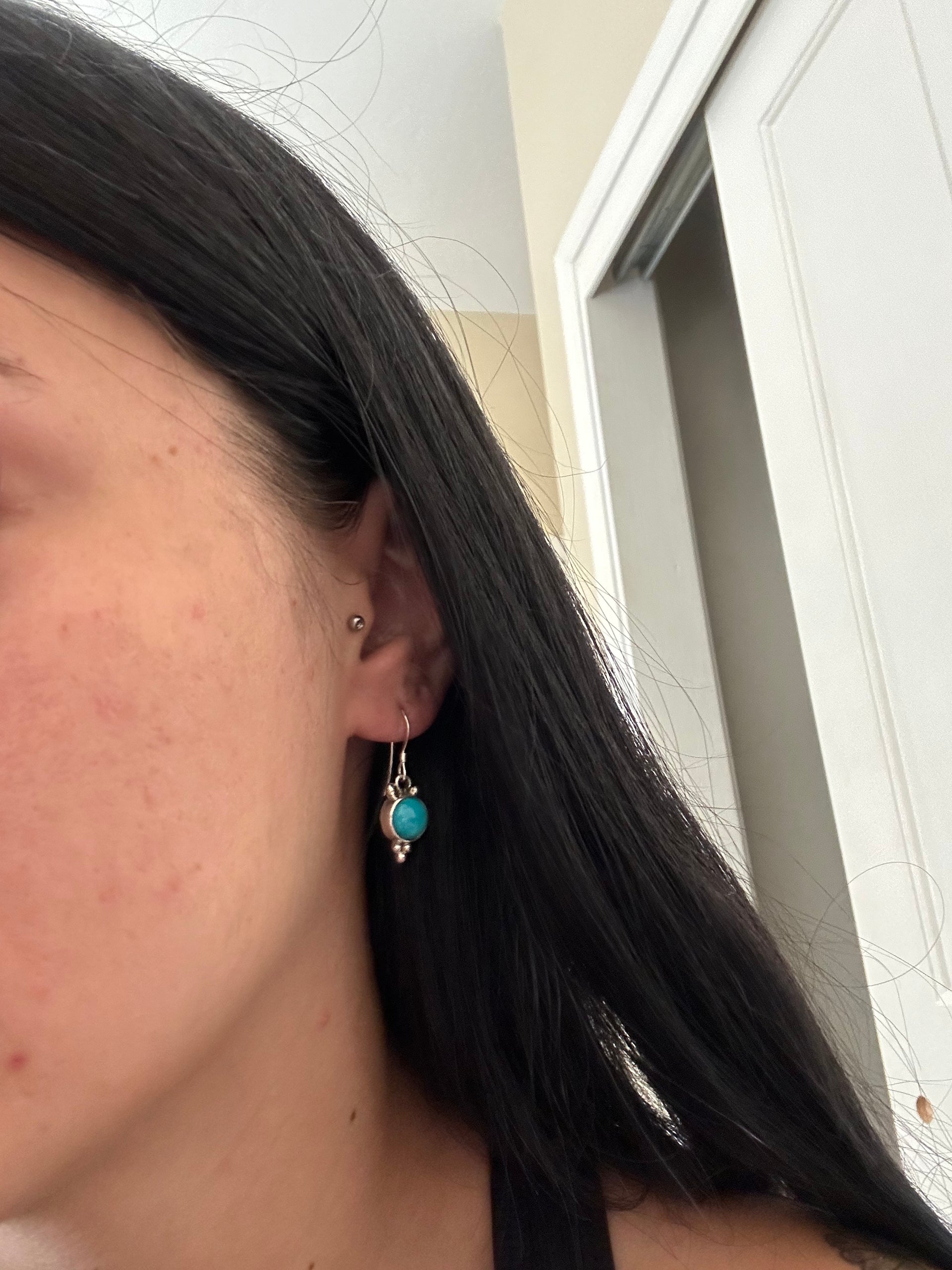 Navajo Made Turquoise & Sterling Silver Dangle Earrings