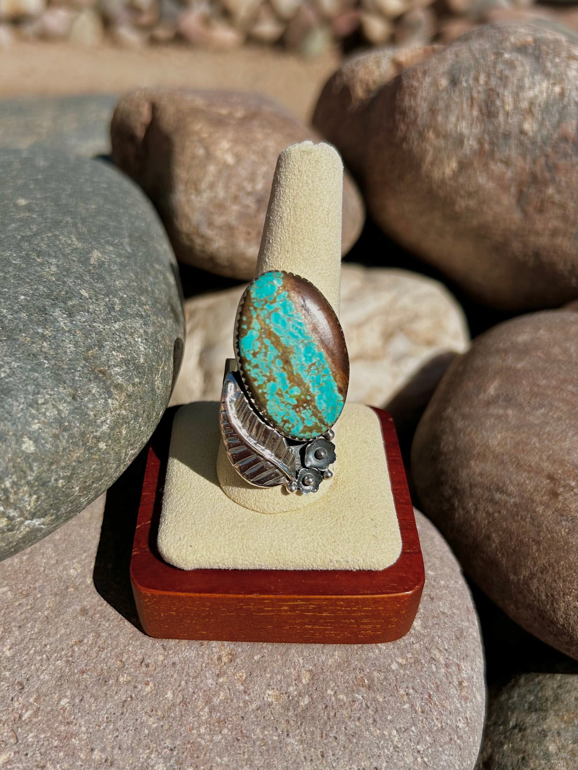 Southwest Number 8 Turquoise & Sterling Silver Ring Size 8.5