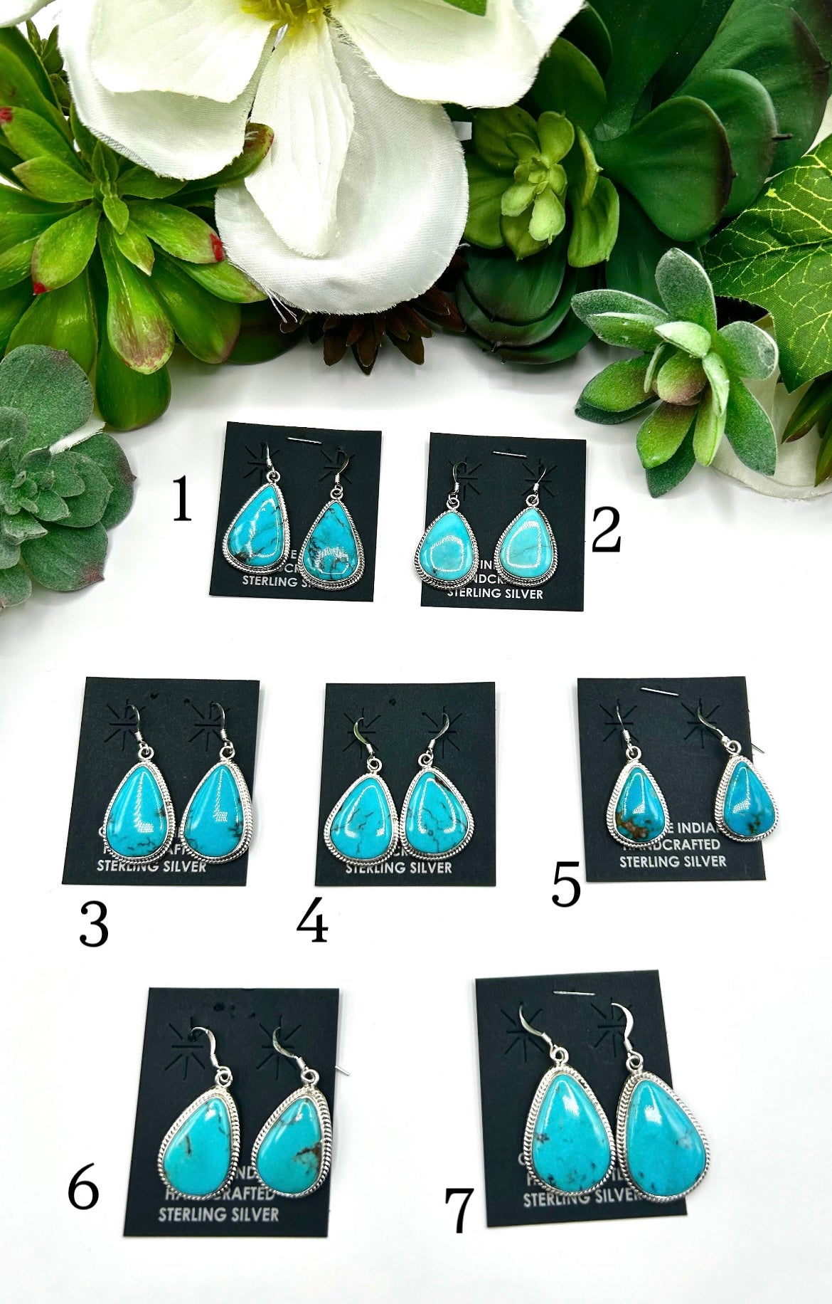 Navajo Made Kingman Turquoise & Sterling Silver Hook Dangle Earrings