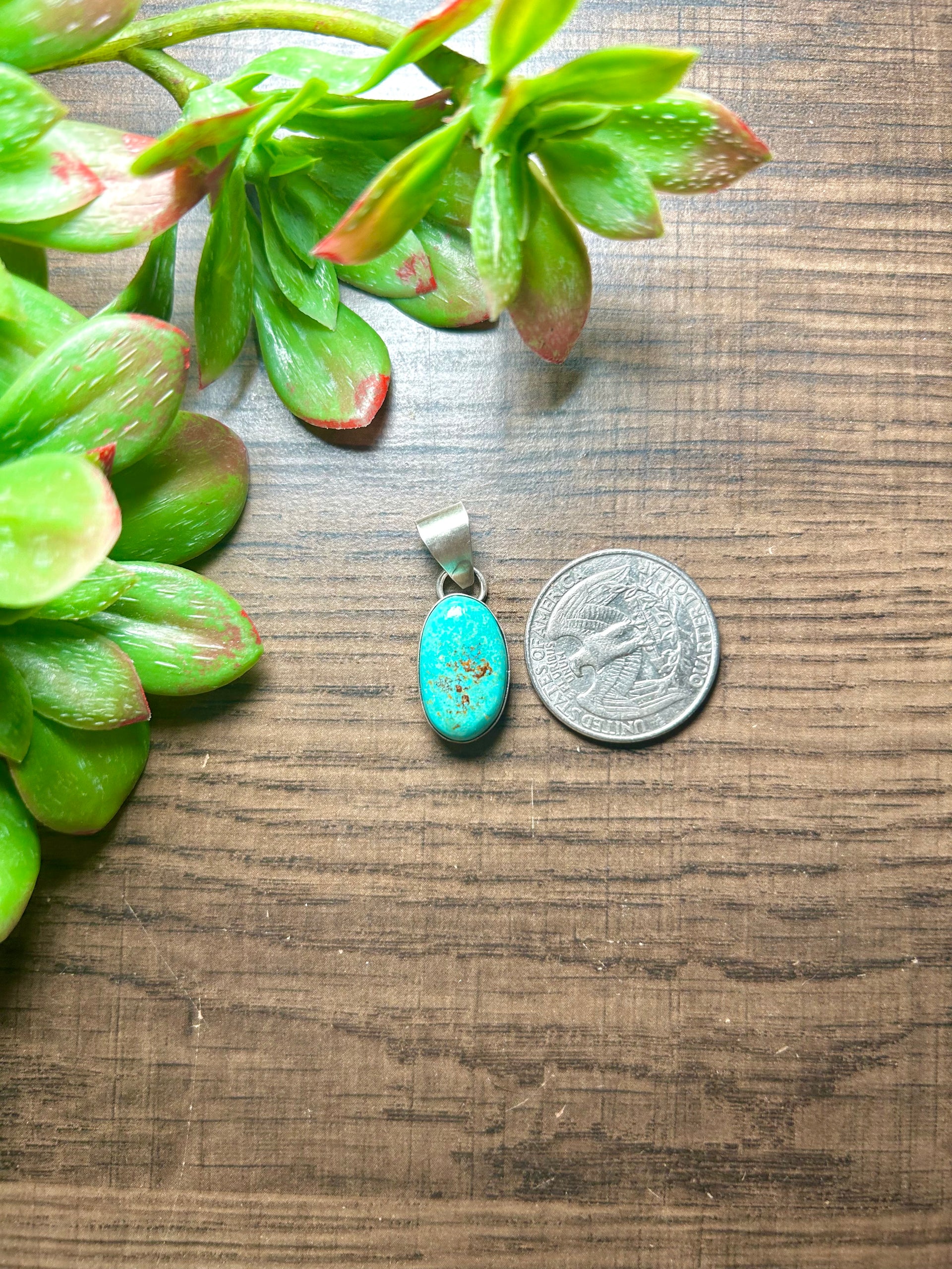 Navajo Made Kingman Turquoise & Sterling Silver Pendant