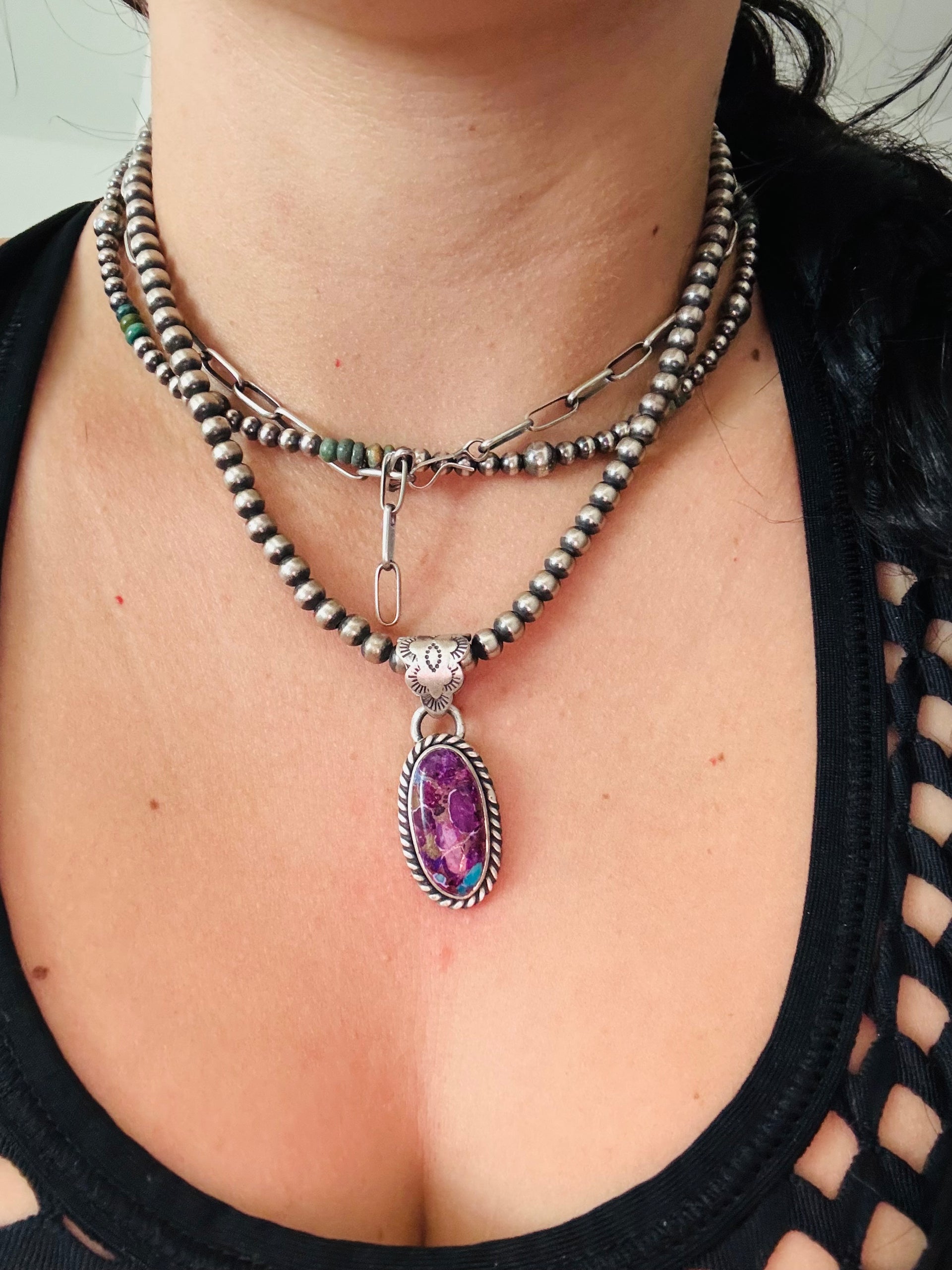 Southwest Made Mohave Turquoise & Sterling Silver Pendant