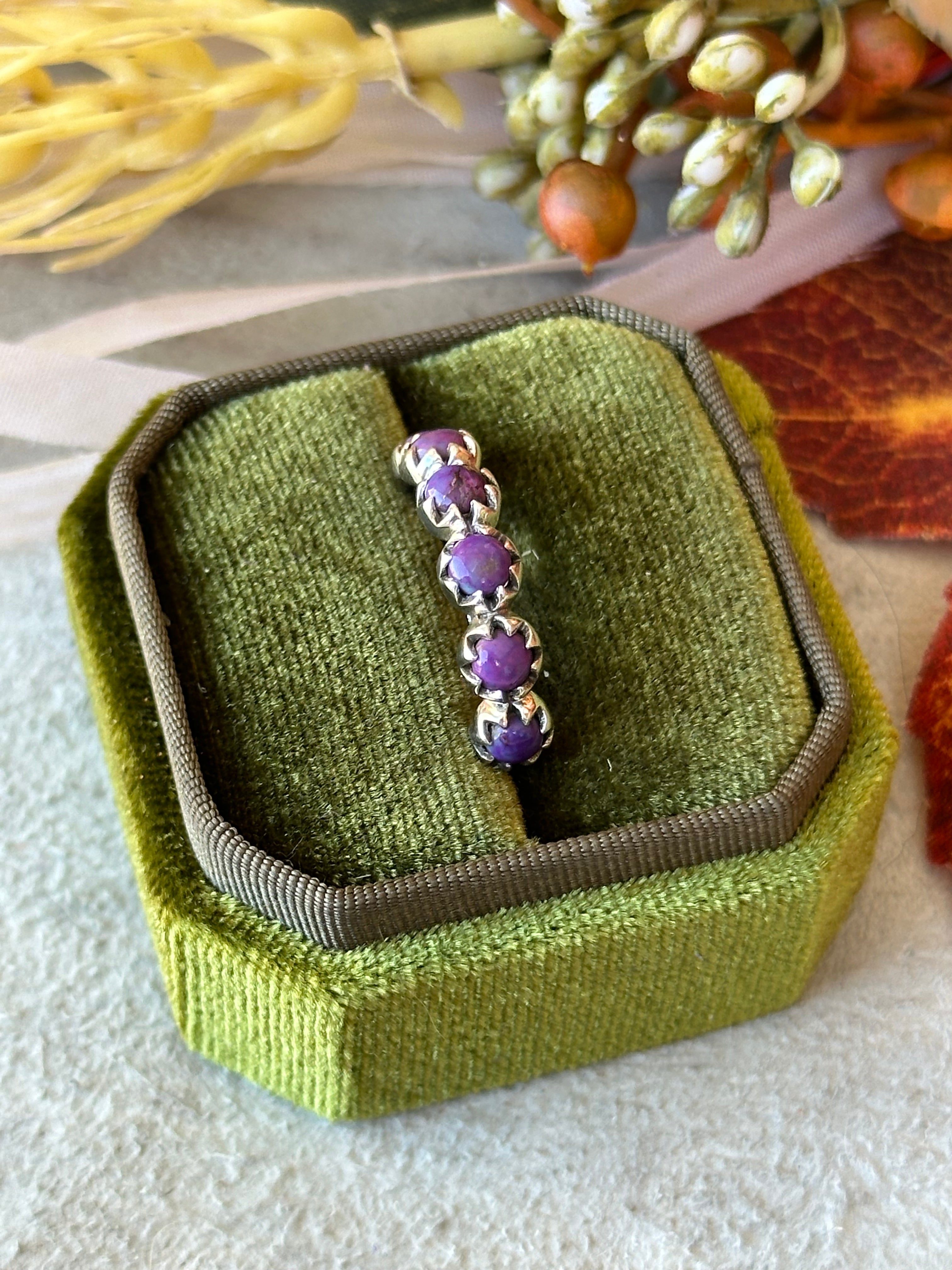 Southwest Handmade Purple Mohave Turquoise & Sterling Silver Ring