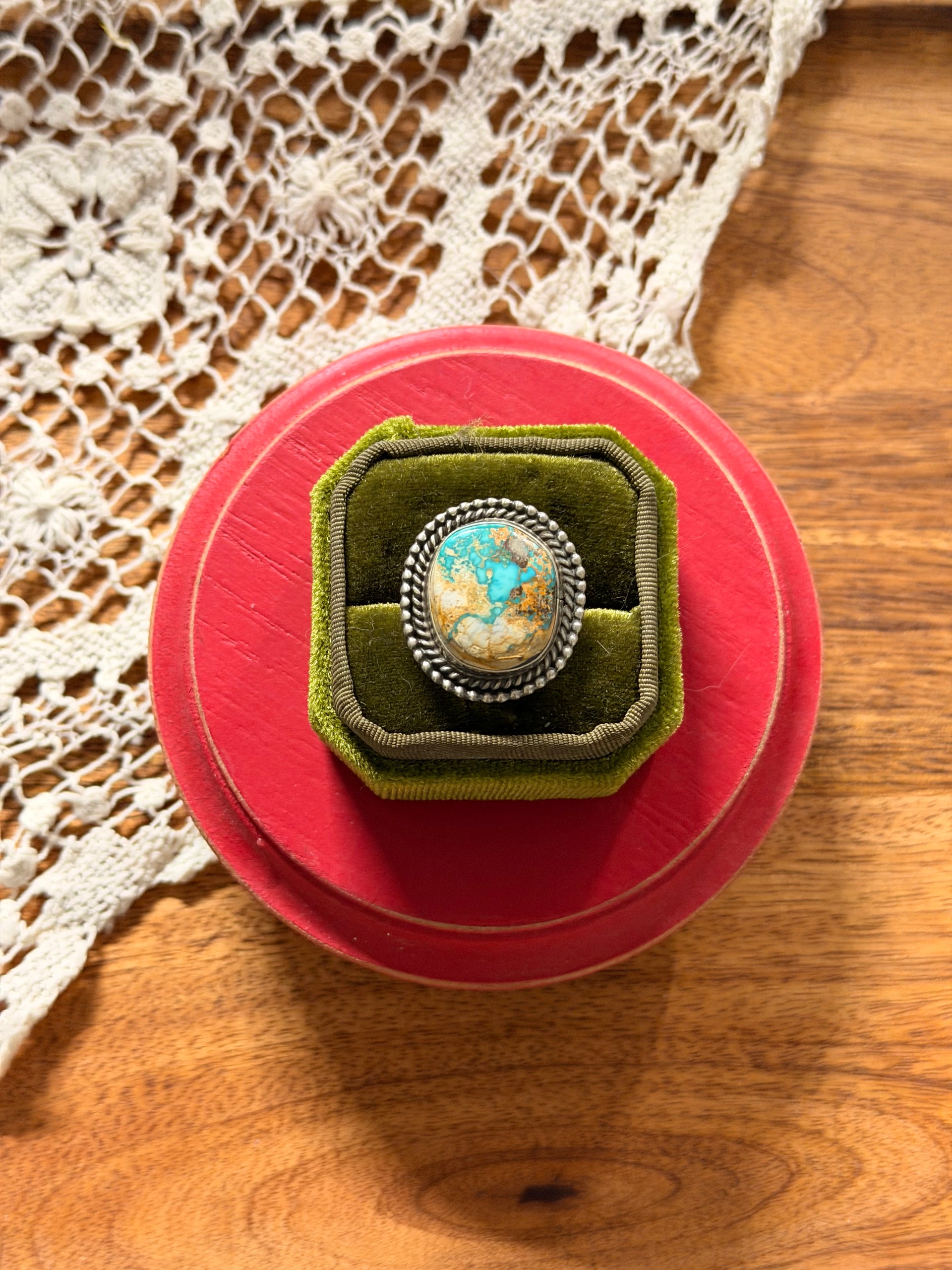 Navajo Made Royston Turquoise & Sterling Silver Ring Size 6