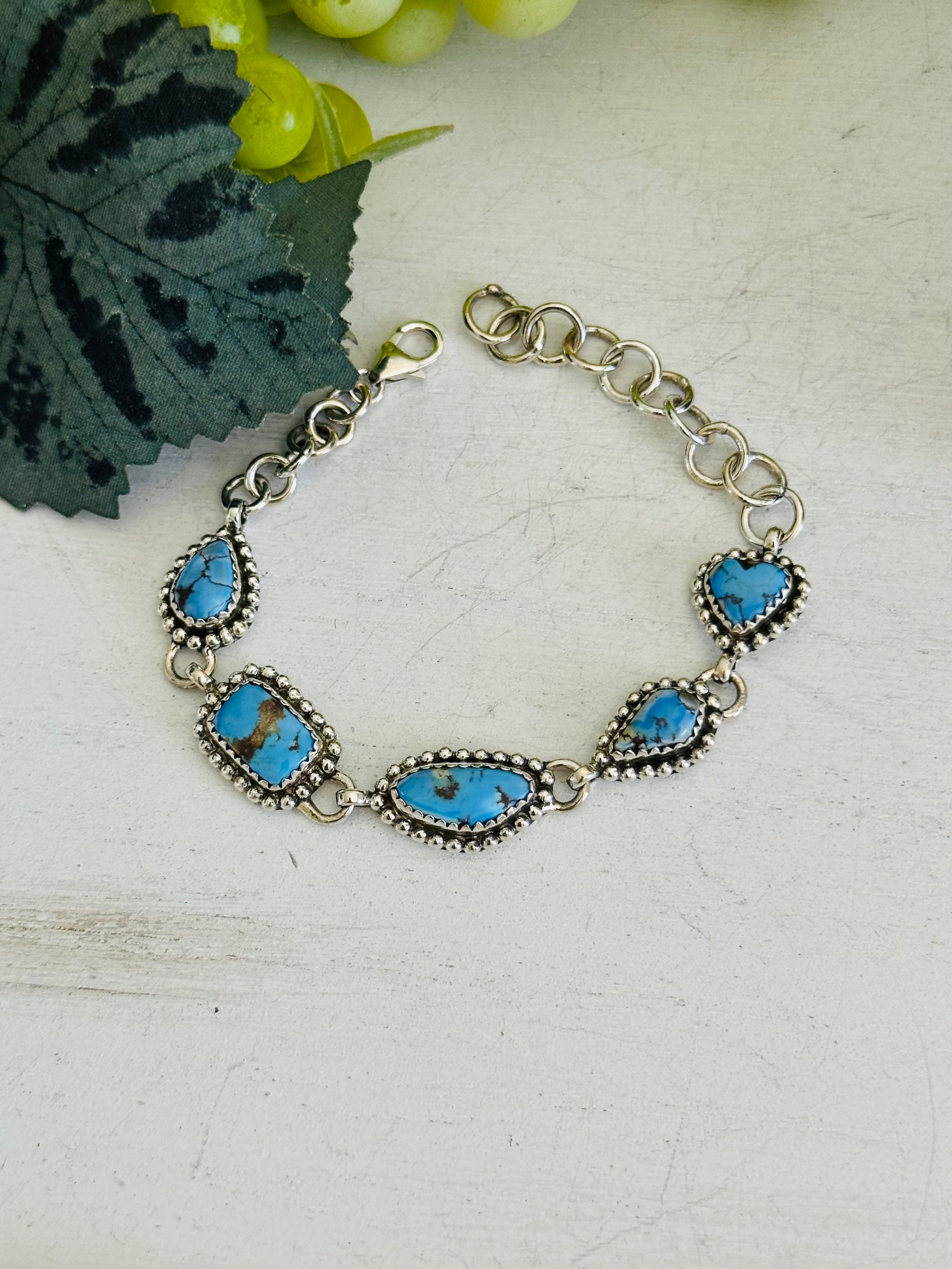 Southwest Made Golden Hills Turquoise & Sterling Silver Bracelet