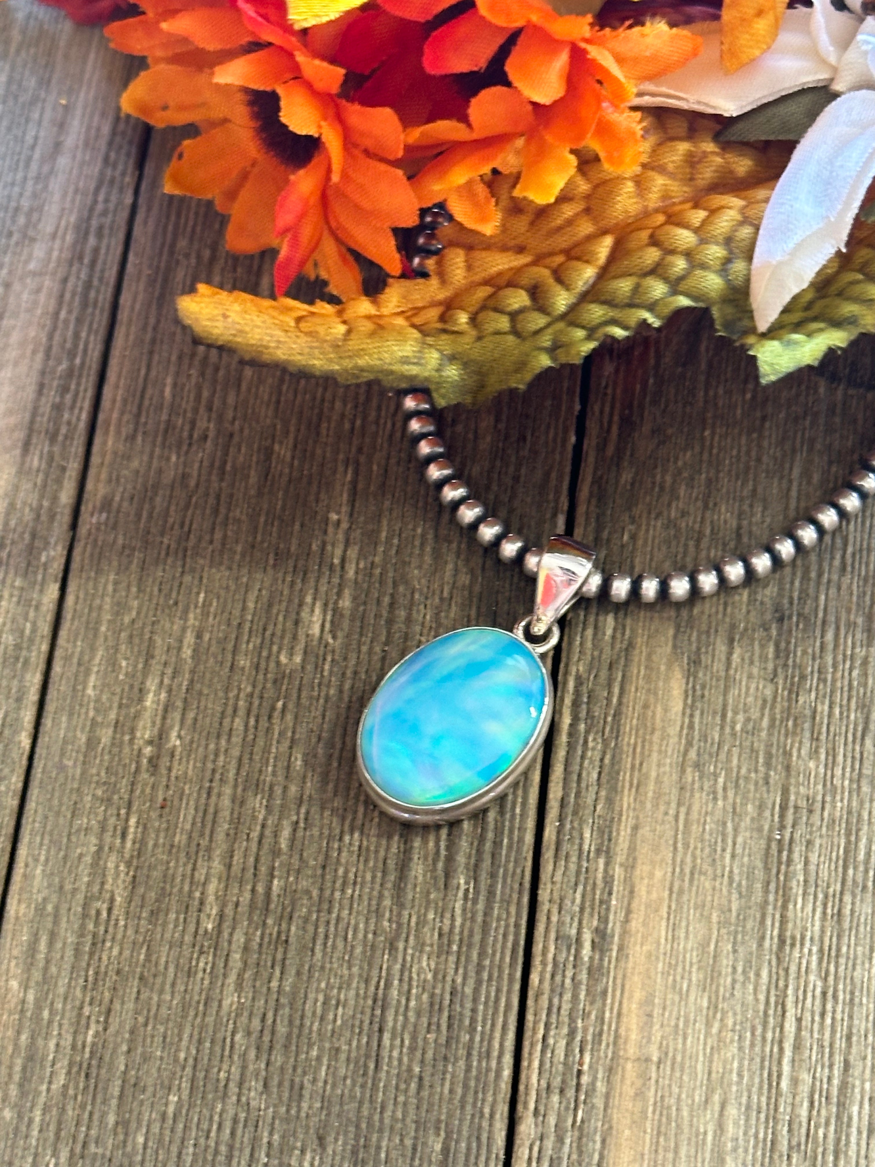 Southwest Handmade Opal & Sterling Silver Pendant