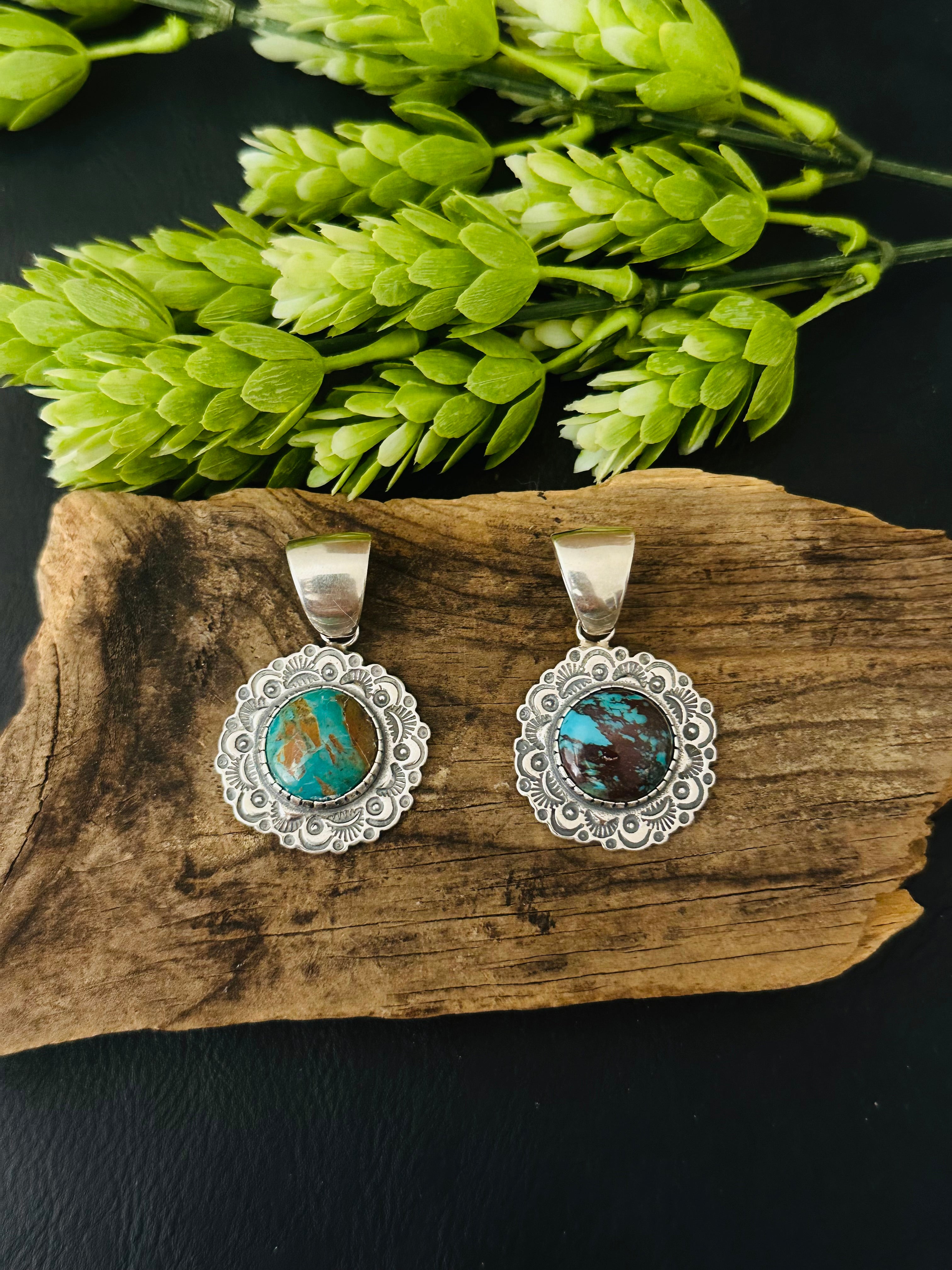 Navajo Handmade Turquoise & Sterling Silver Pendants