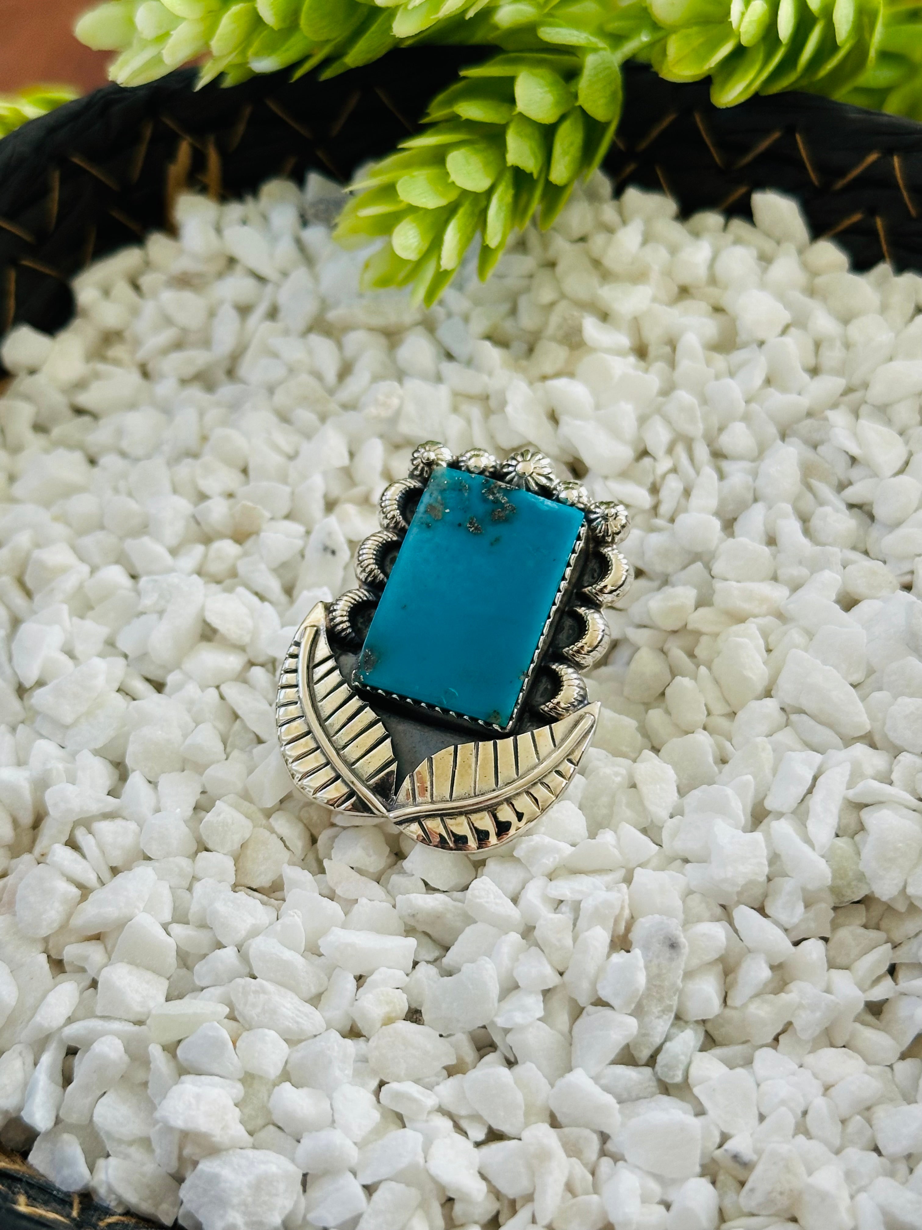 TTD “Retro” Kingman Turquoise & Sterling Silver Adjustable Ring