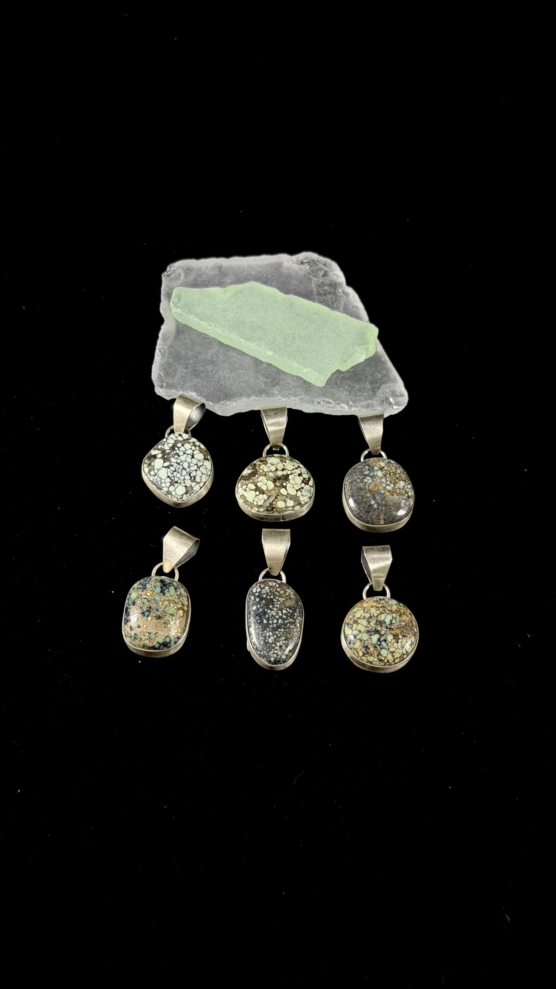 Navajo Made New Lander Variscite & Sterling Silver Pendant