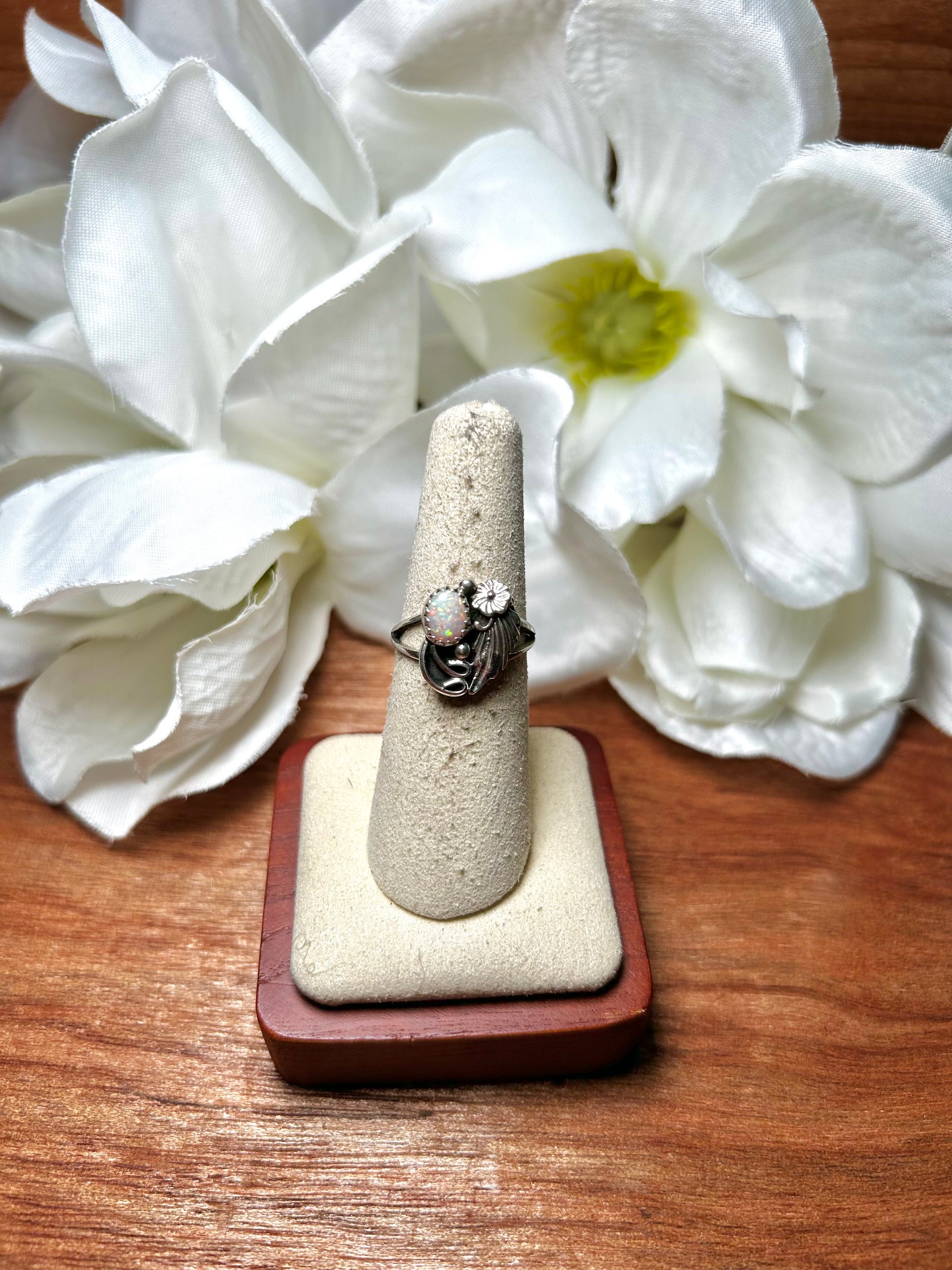 Navajo Made Opal & Sterling Silver Cluster Ring