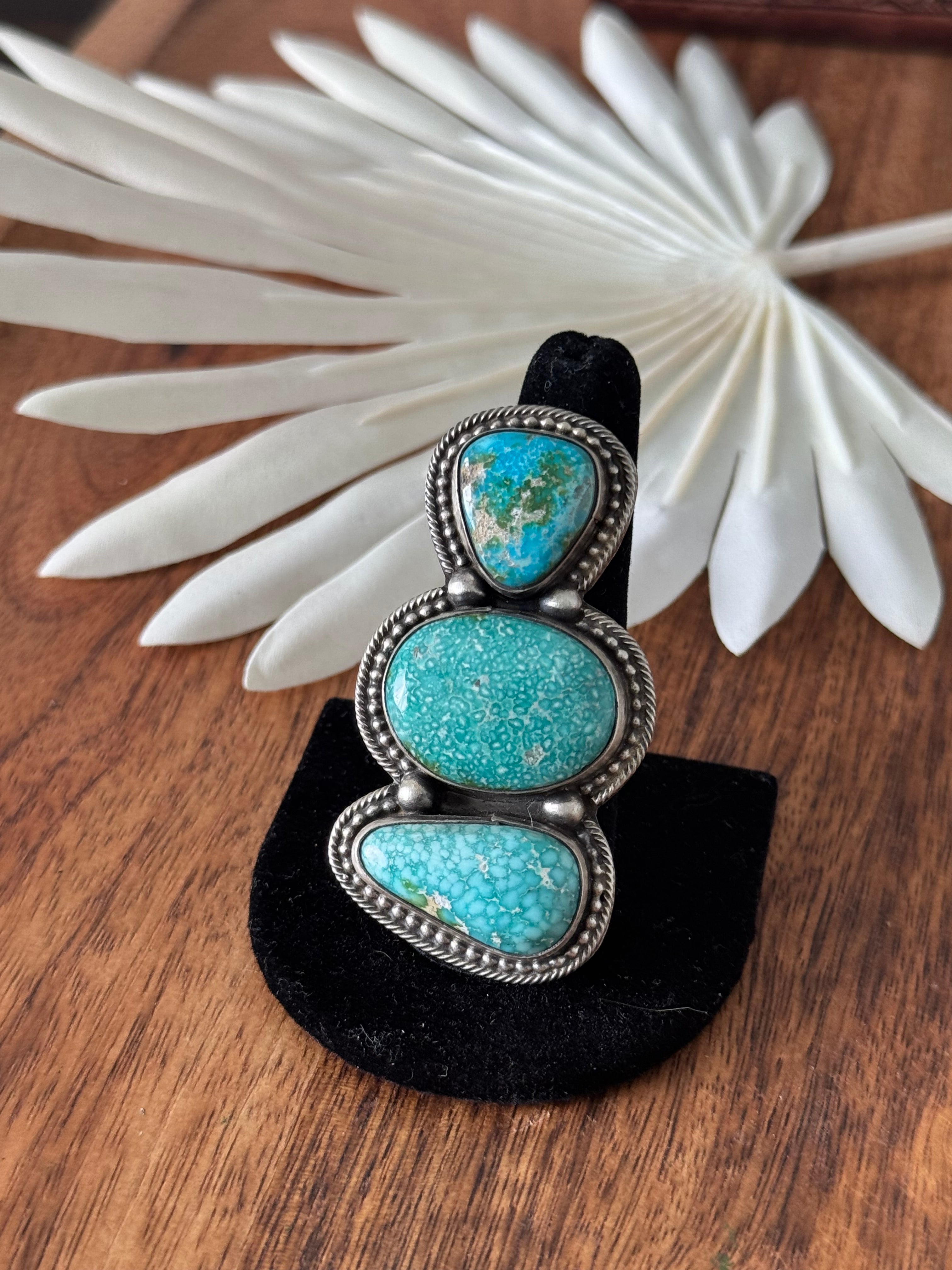 Sheila Becenti Sonoran Mountain Turquoise & Sterling Silver Ring Size 9