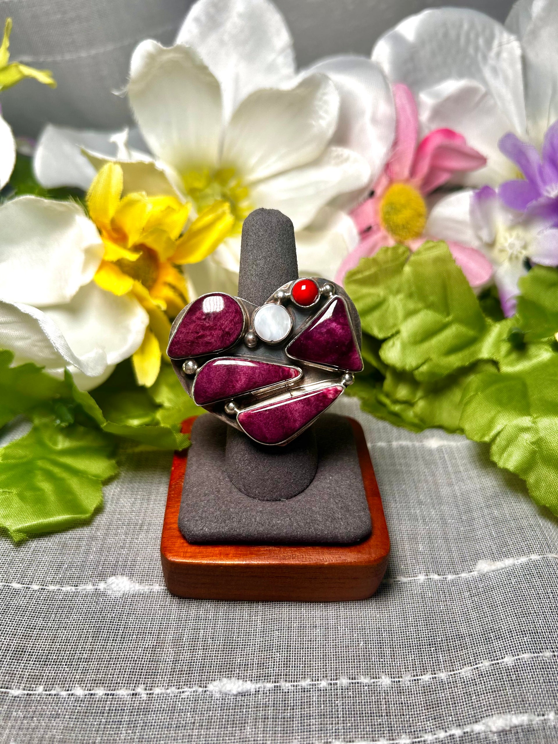 Jacqueline Silver Multi Stone & Sterling Silver Adjustable Ring