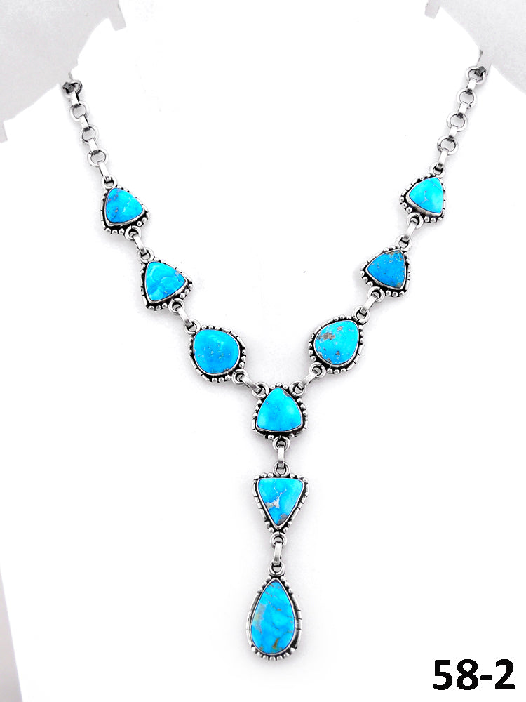 Southwest Handmade White Water Turquoise & Sterling Silver Necklace