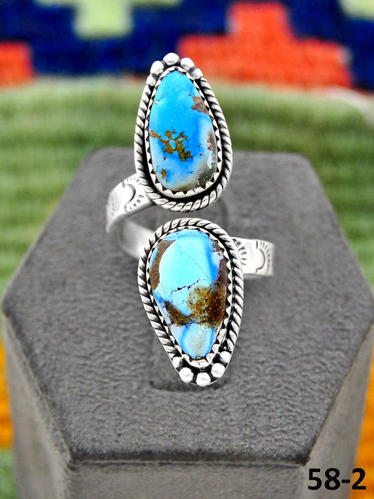 Southwest Handmade Golden Hills Turquoise & Sterling Silver Adjustable Ring