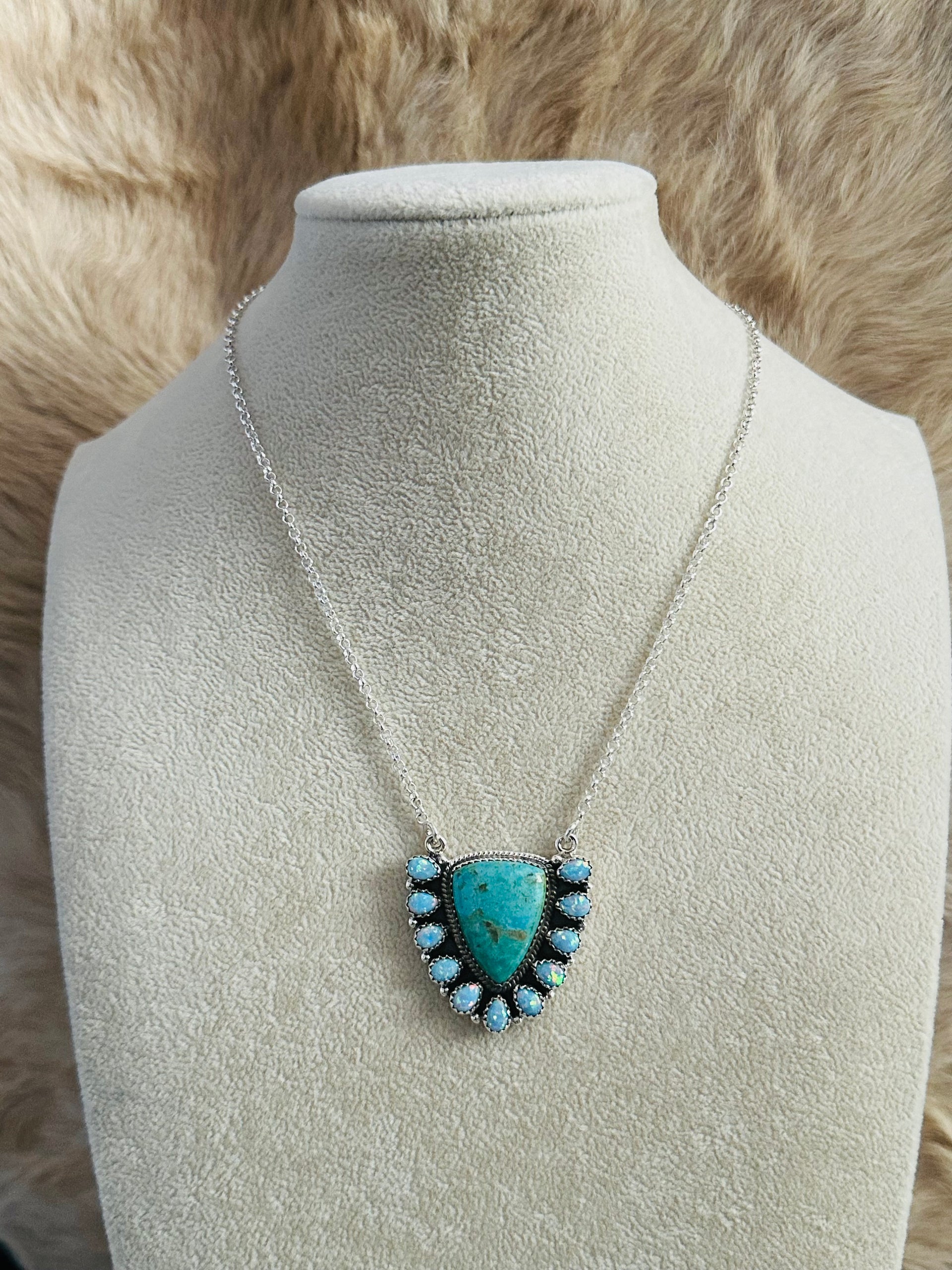 Southwest Handmade Multi Stone & Sterling Silver Cluster Necklace