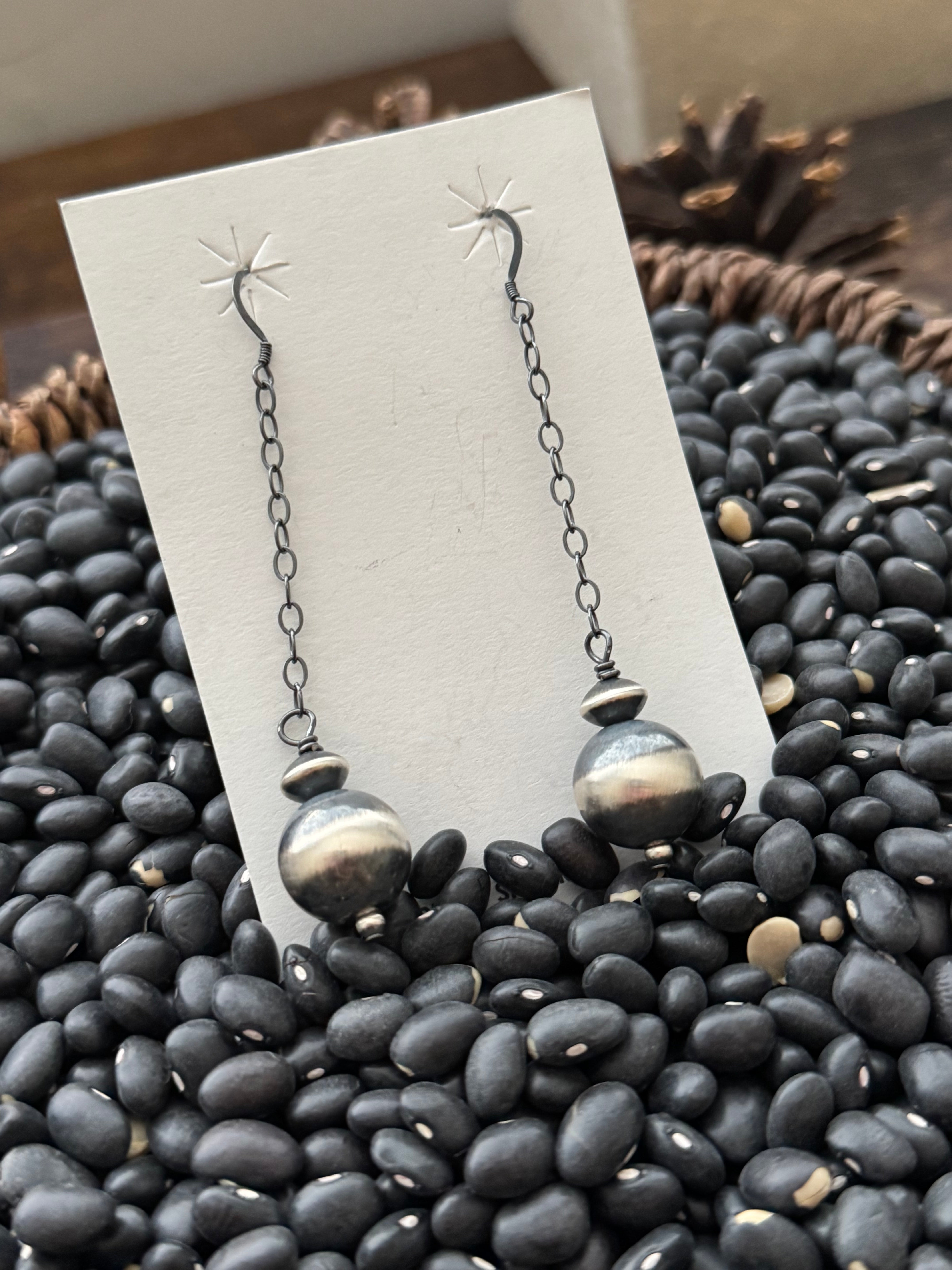 Mason Lee Sterling Silver Pearl Dangle Earrings.