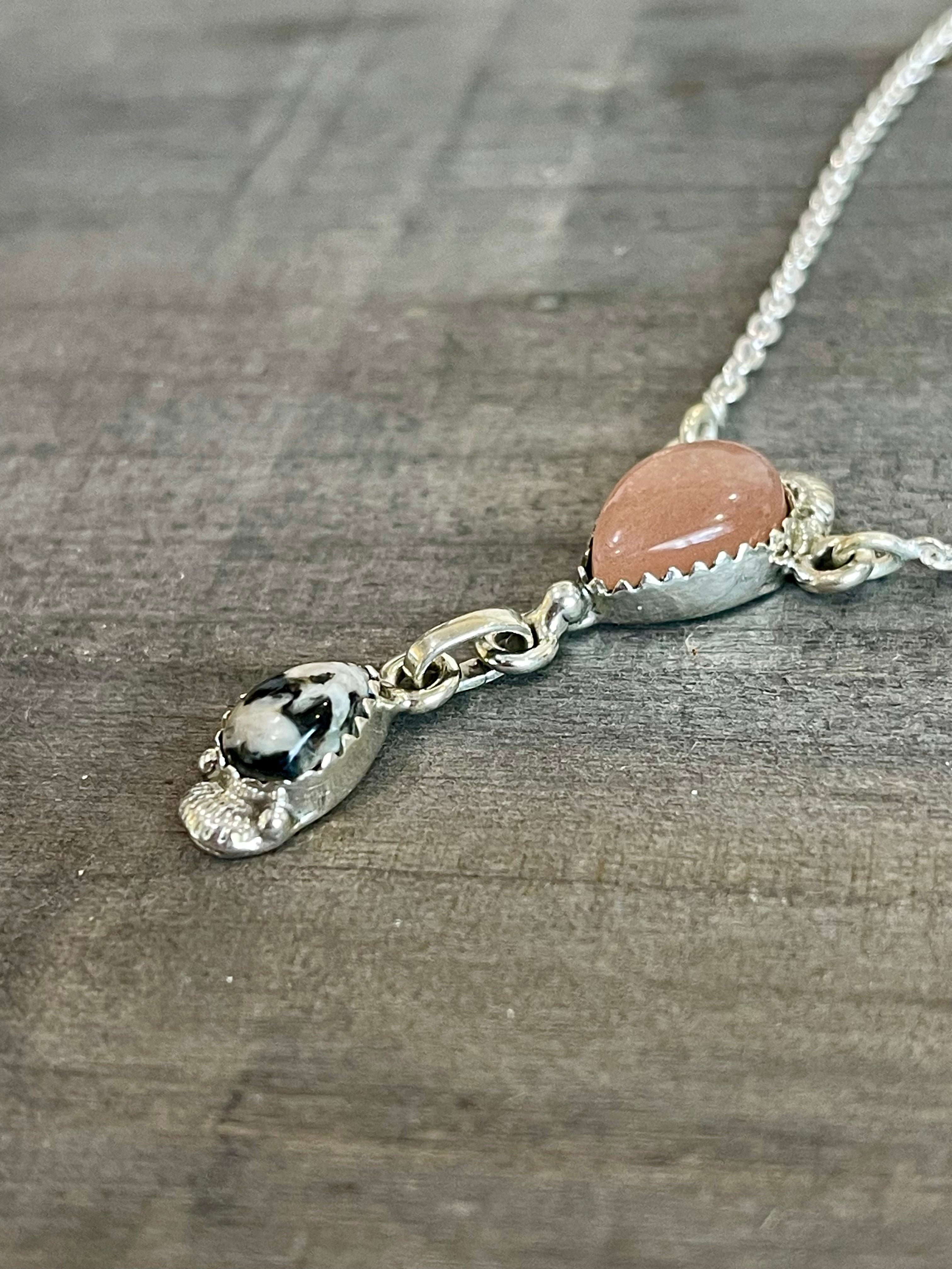 Southwest Handmade Multi Stone & Sterling Silver Chain Necklace