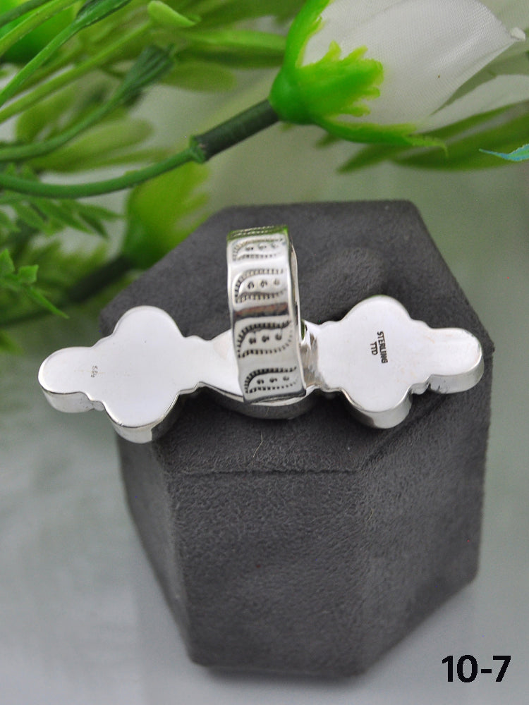Southwest Made Multi Stone & Sterling Sliver Cluster Adjustable Ring