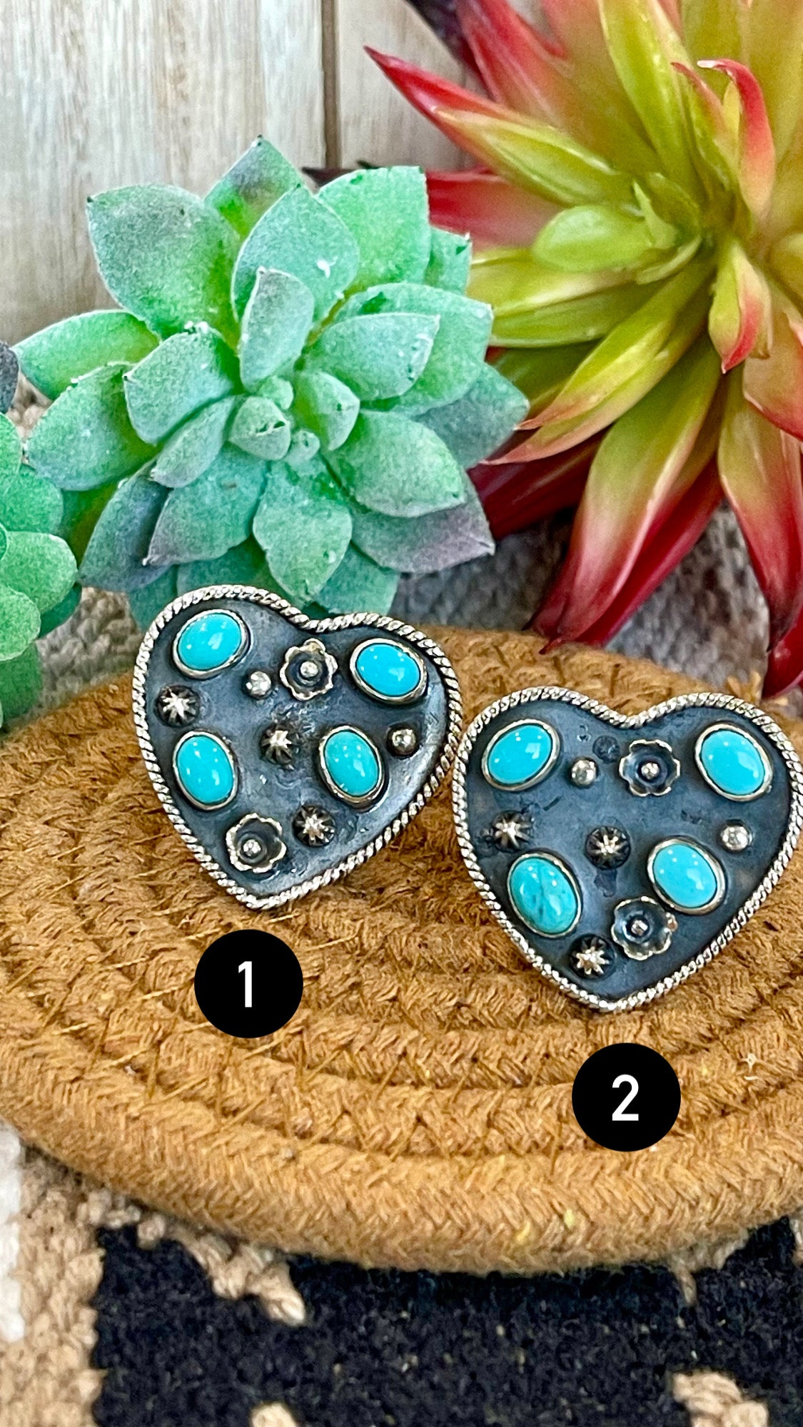 Southwest Handmade Kingman Turquoise & Sterling Silver Adjustable Heart Ring