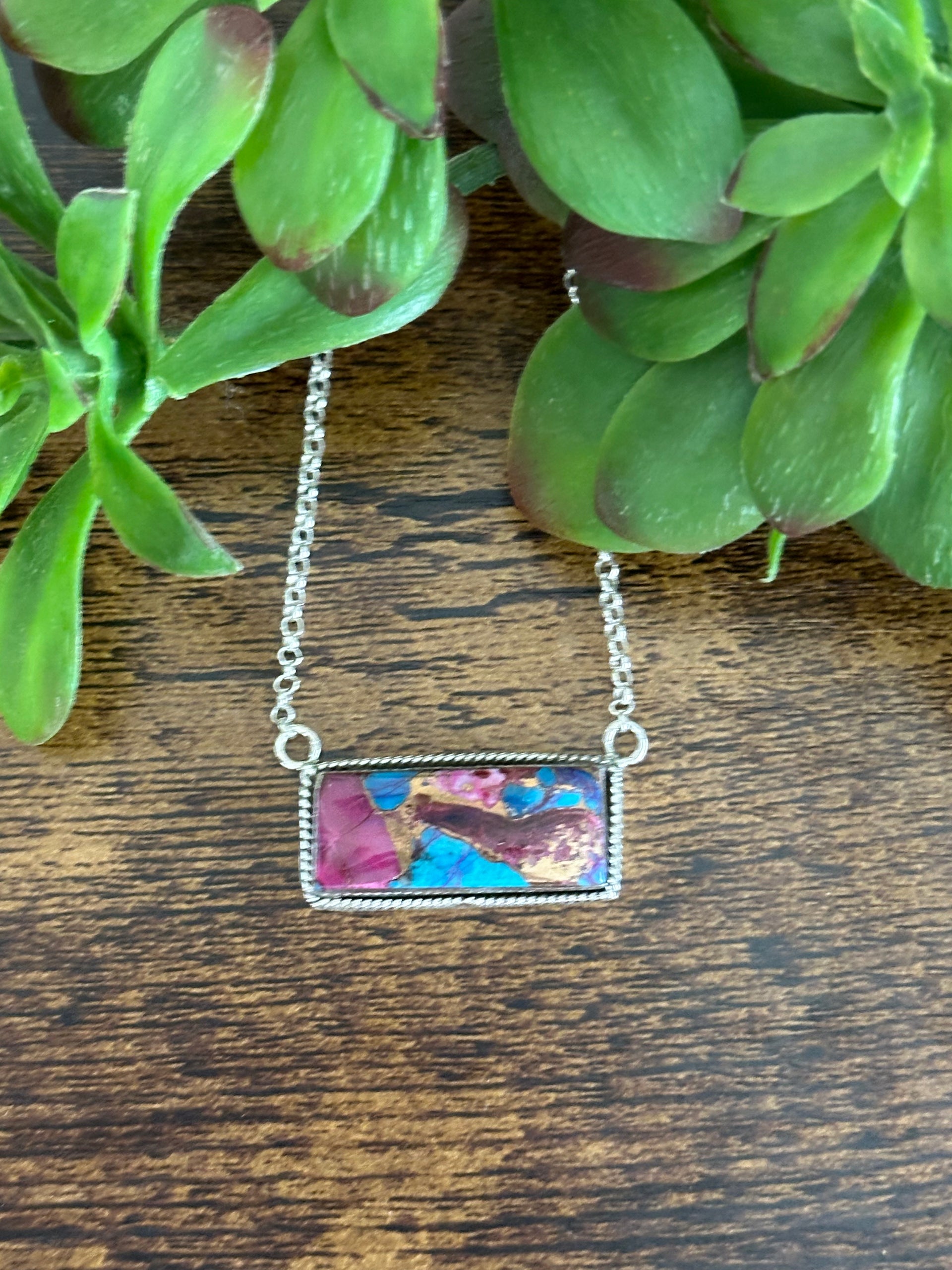 Southwest Made Mohave Turquoise & Sterling Silver Necklace