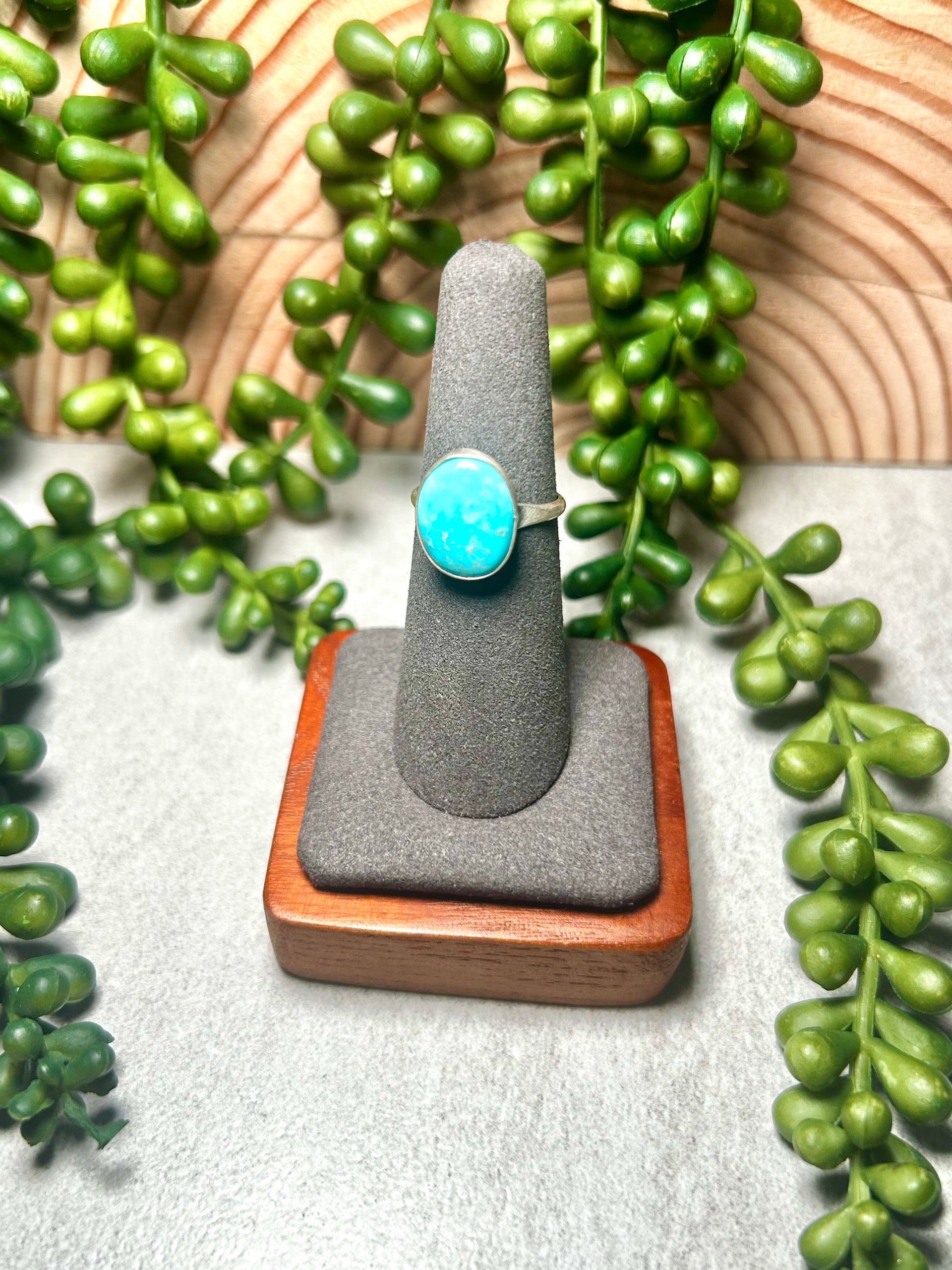 Navajo Made Kingman Turquoise & Sterling Silver Ring Size 6