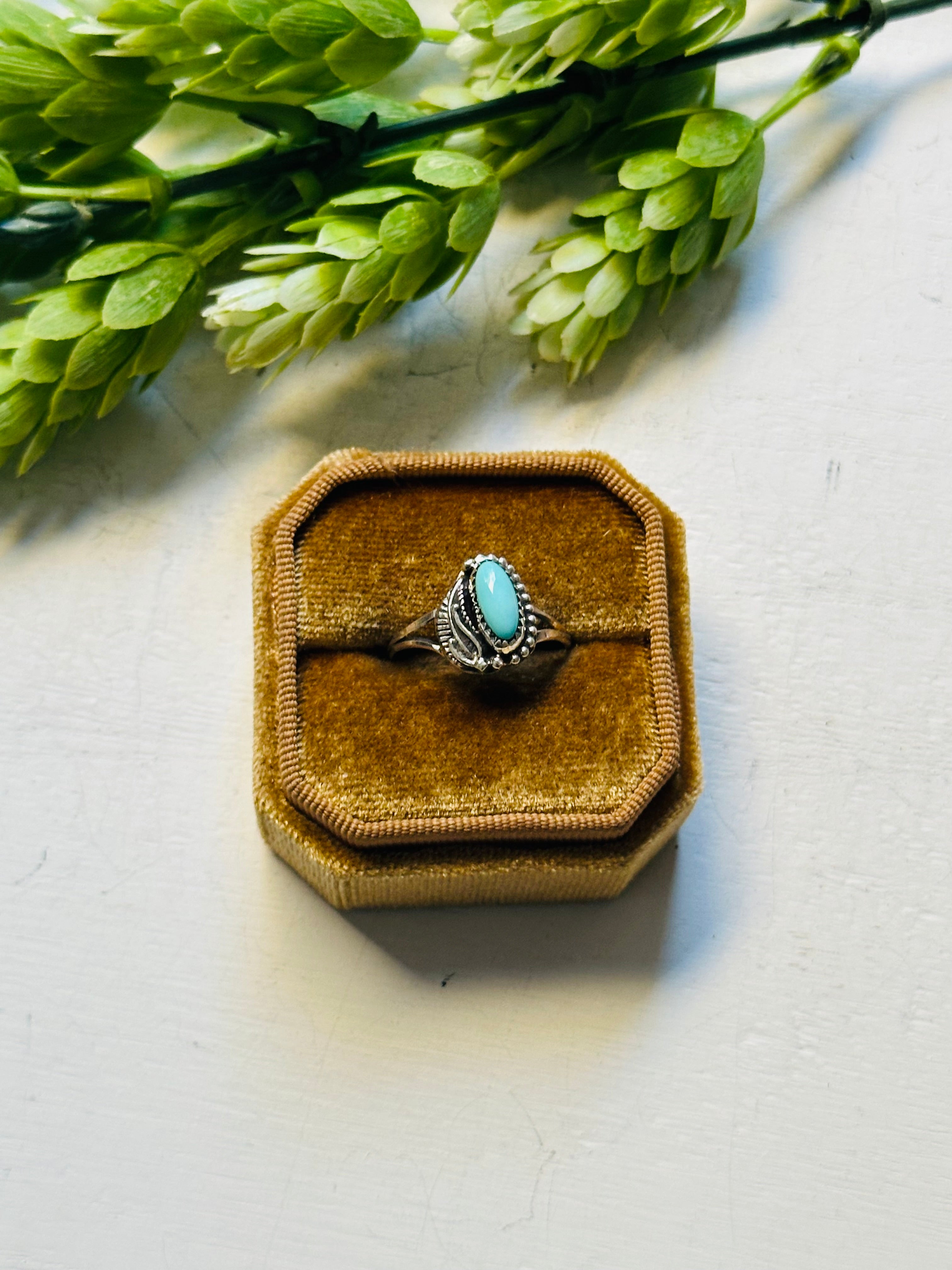 Navajo Made Kingman Turquoise & Sterling Silver Ring