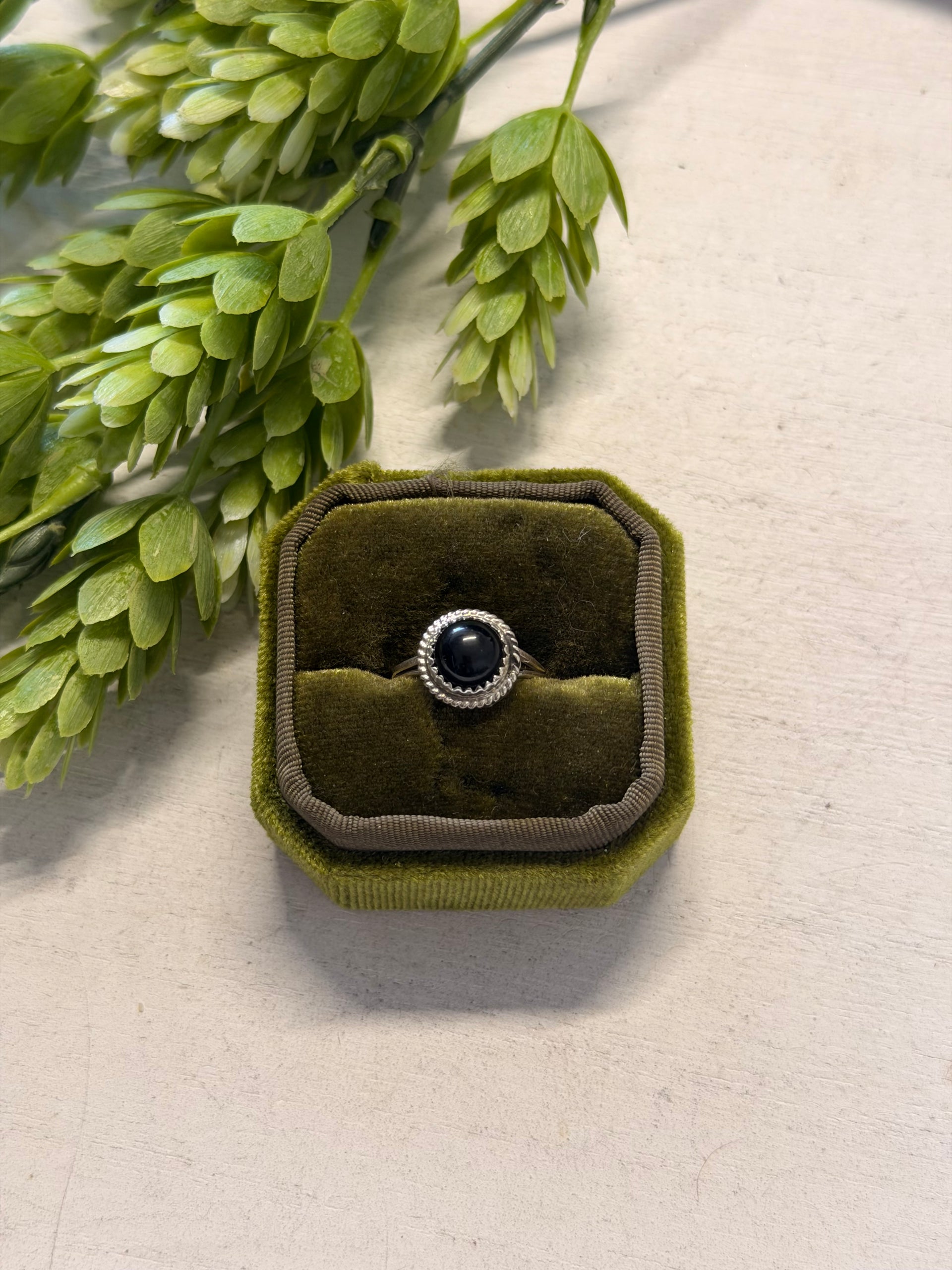 Navajo Made Onyx & Sterling Silver Ring
