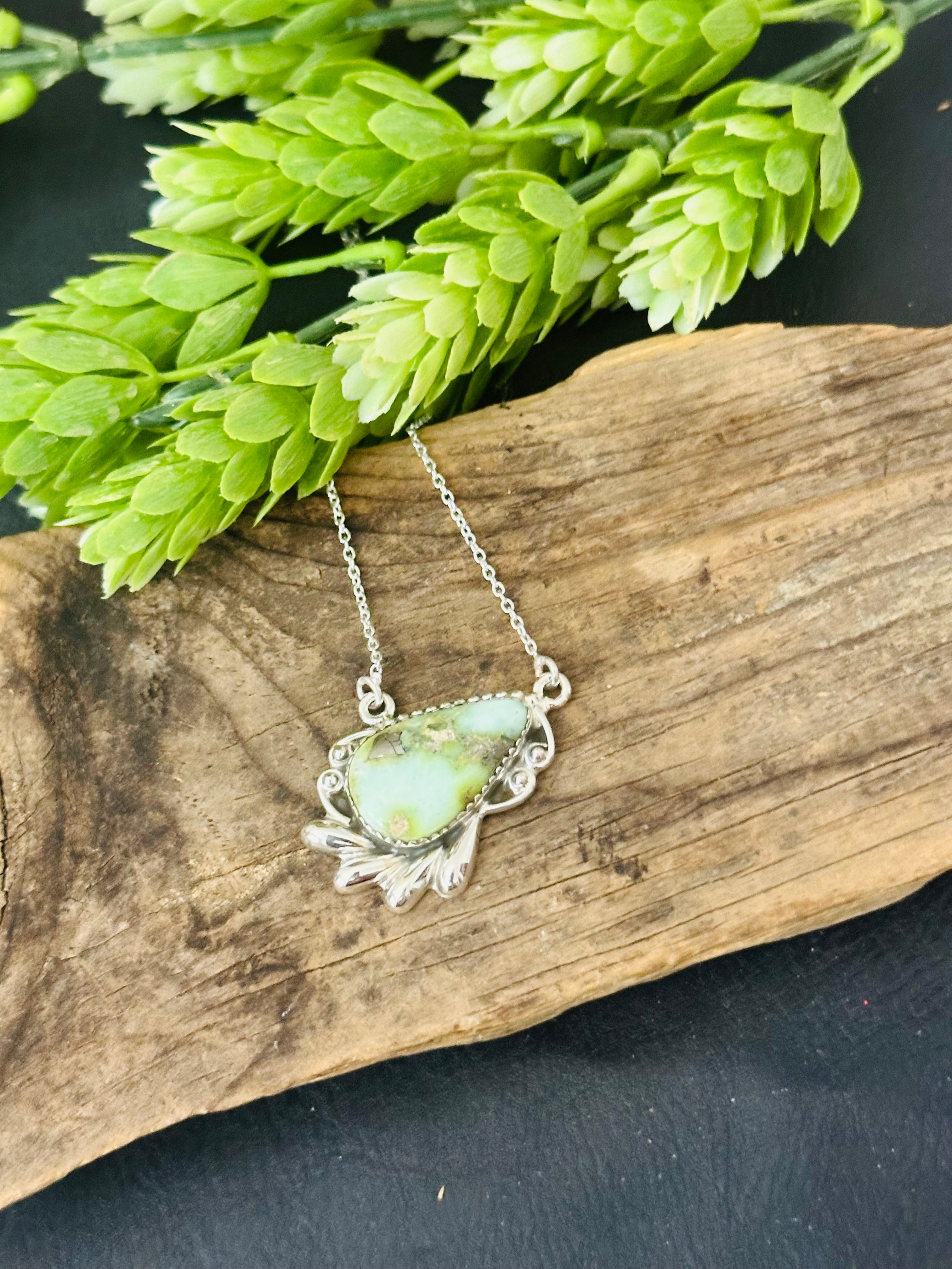 Southwest Palomino Variscite & Sterling Silver Necklace