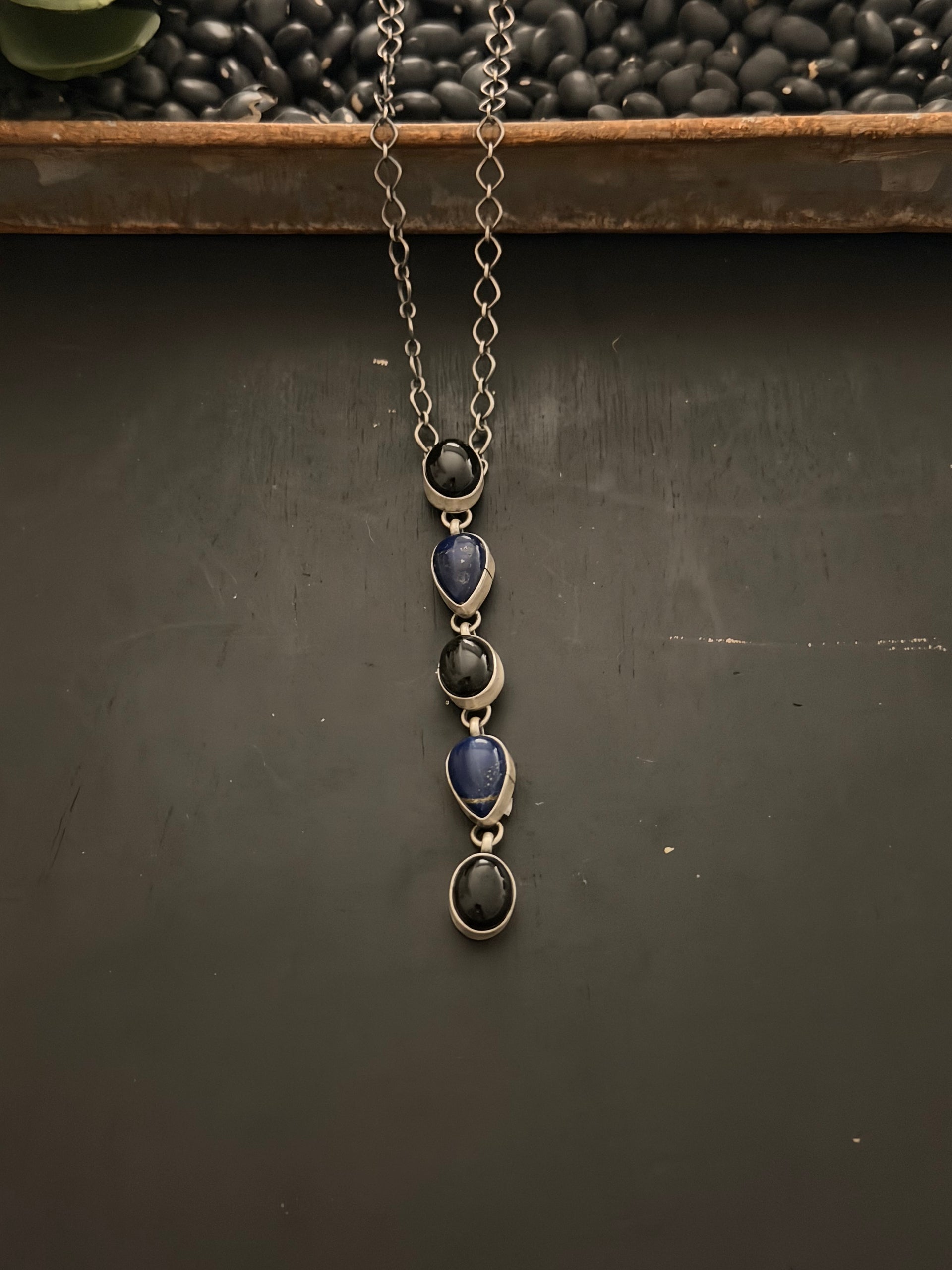 Navajo Made Multi Stone  & Sterling Silver Necklace
