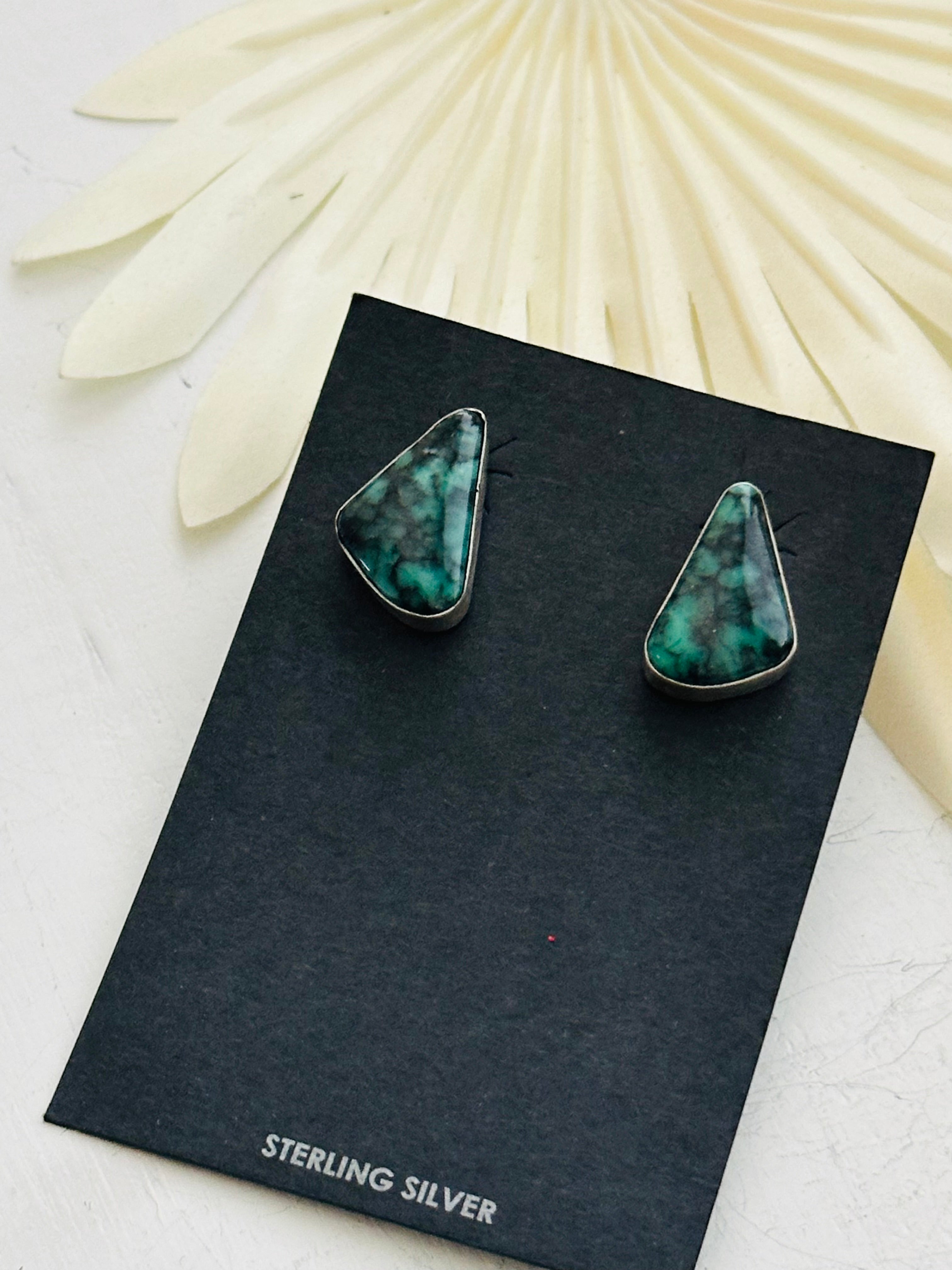 Alfred Martinez New Lander Turquoise & Sterling Silver Post Earrings