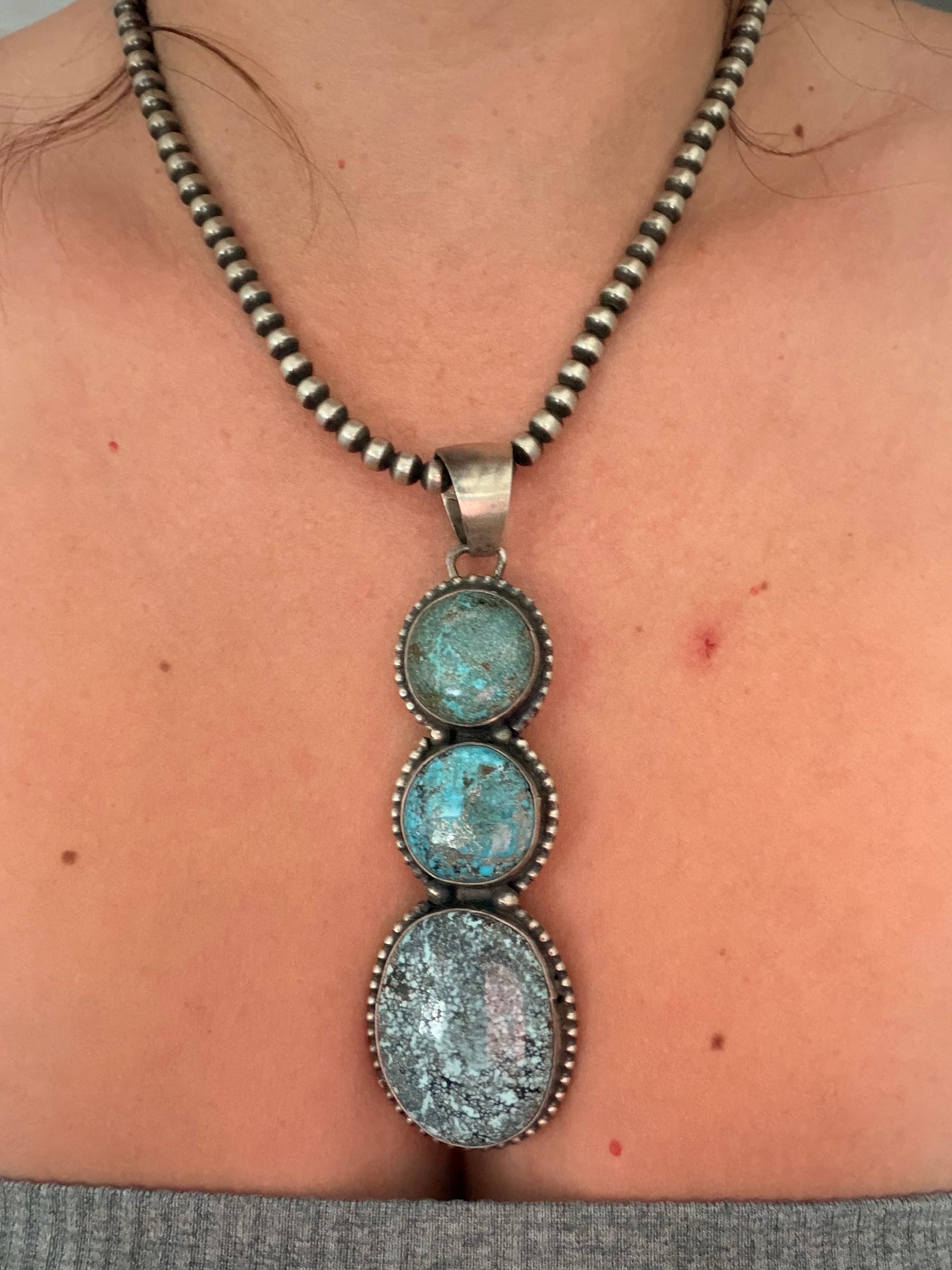 Ella Peters Spider Web Kingman Turquoise & Sterling Silver Pendant