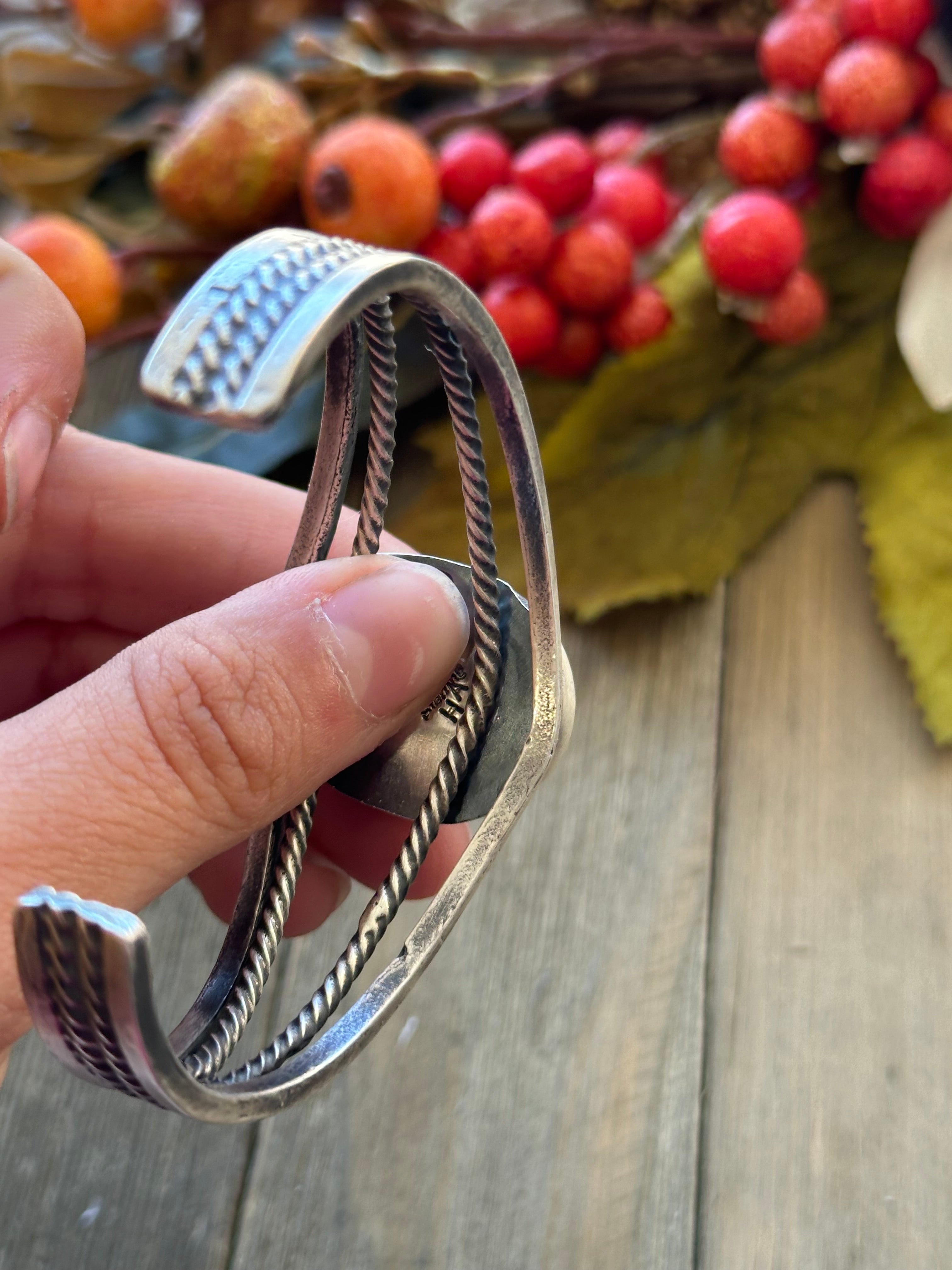 Navajo Made Sonoran Mountain Turquoise & Sterling Silver Cuff Bracelet