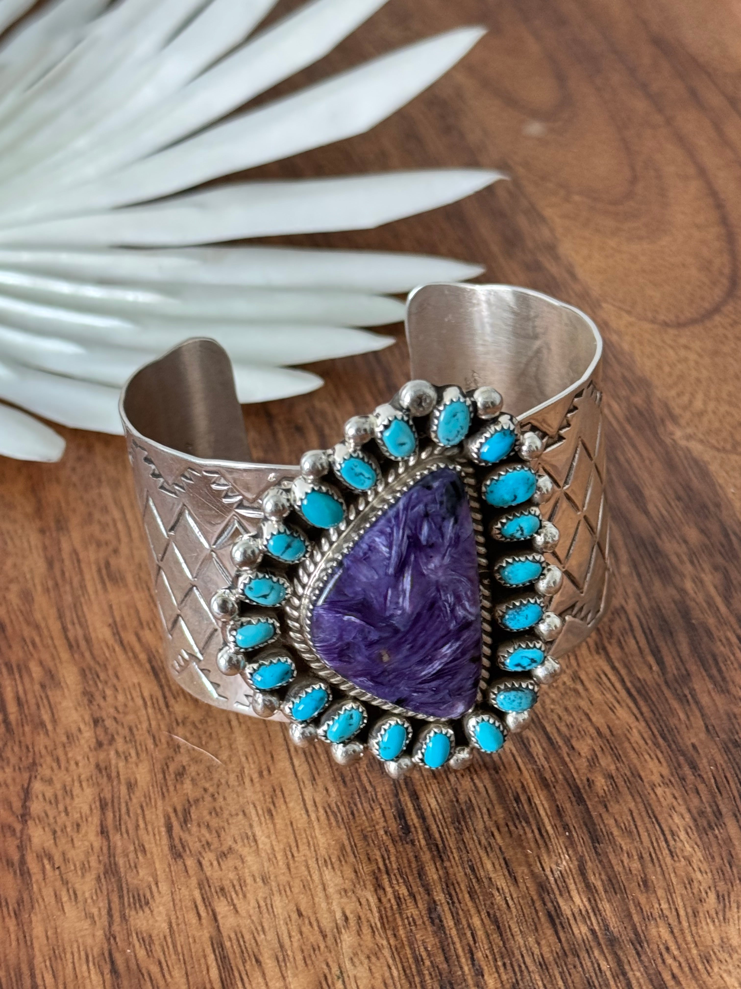 Darlene Begay Multi Stone & Sterling Silver Cuff Bracelet