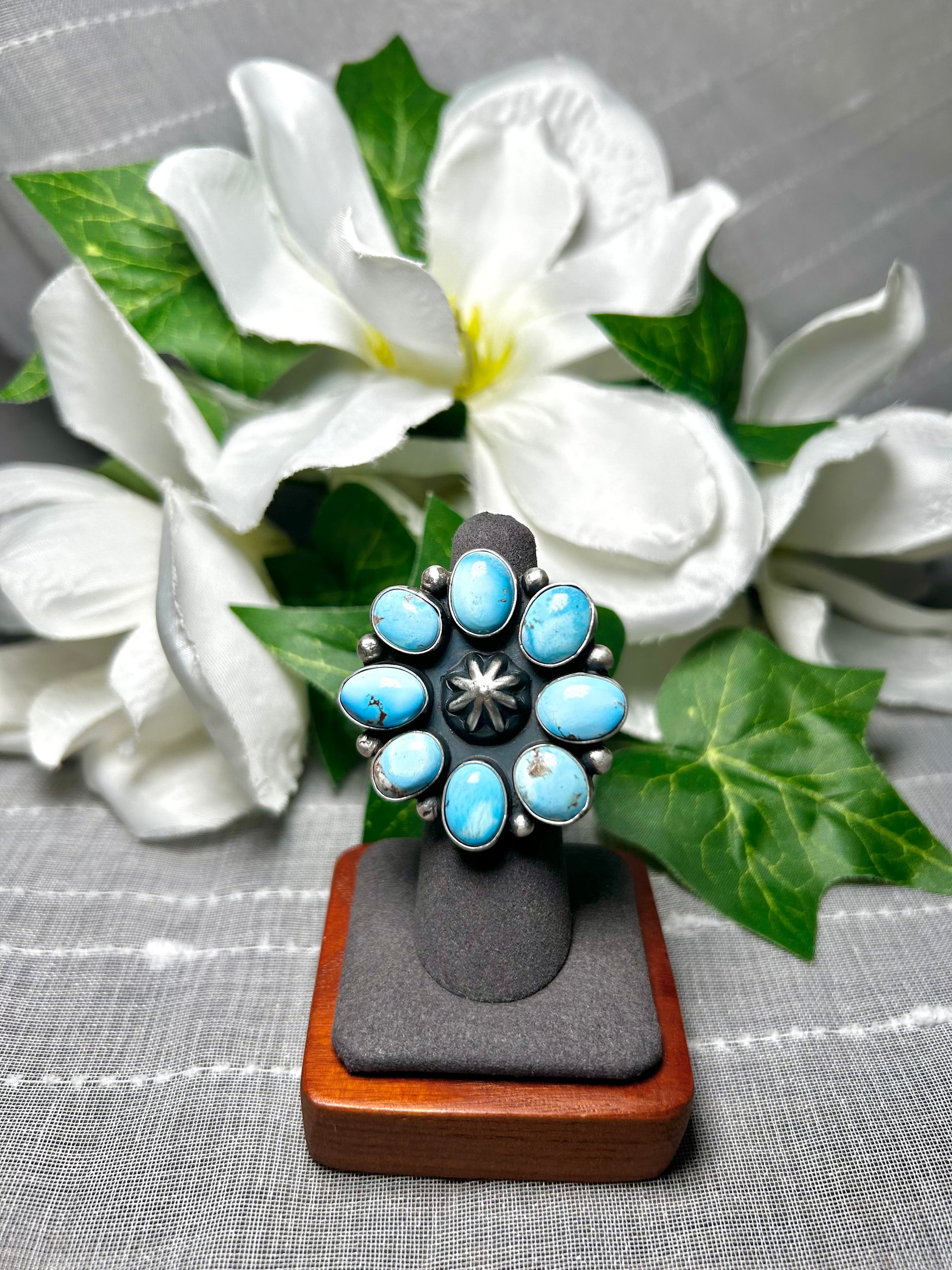 Rena Shelly Golden Hill Turquoise & Sterling Silver Adjustable Ring