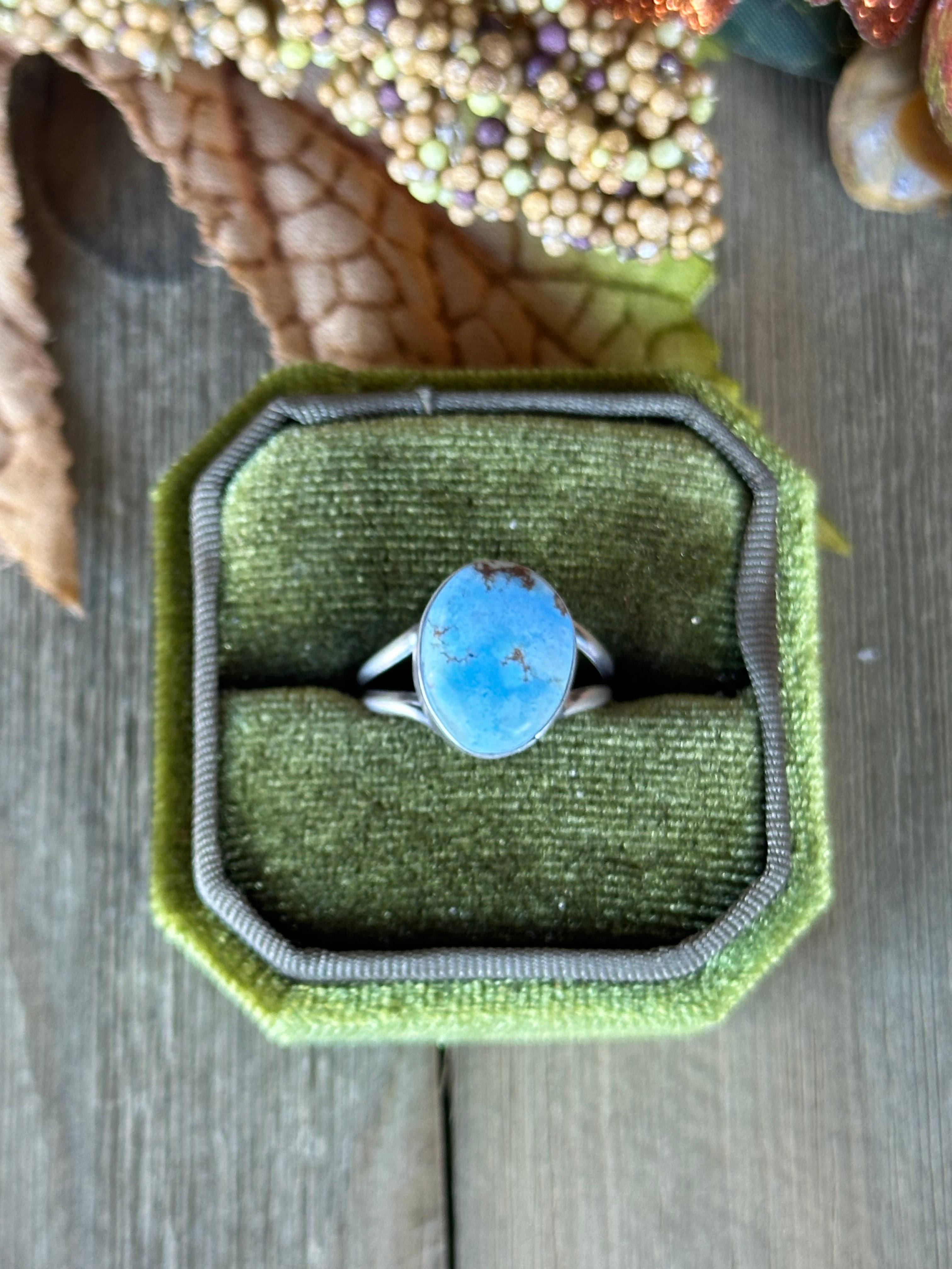 Navajo Made Golden Hills Turquoise & Sterling Silver Ring