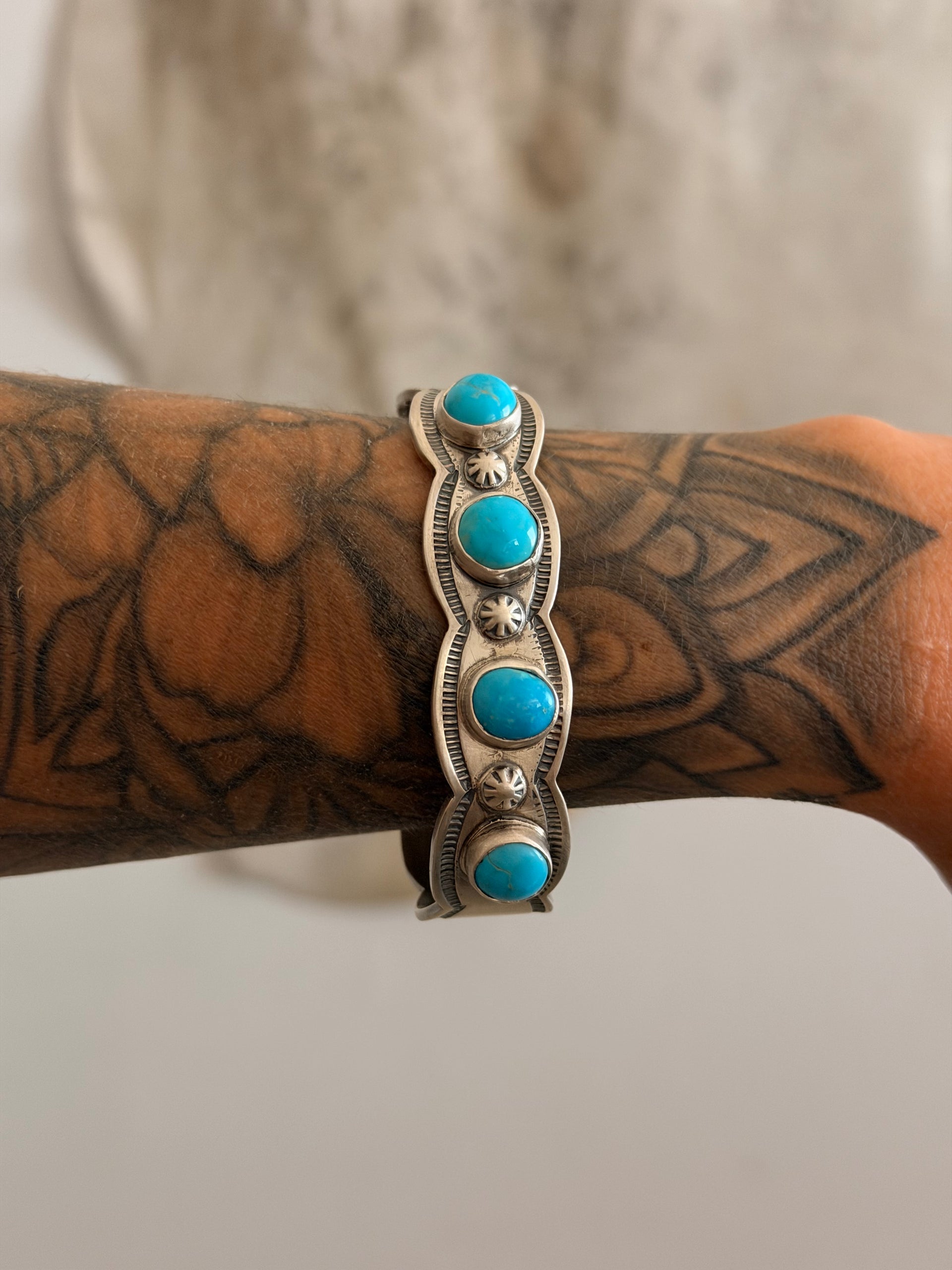 Benson Shorty Kingman Turquoise & Sterling Silver Cuff Bracelet