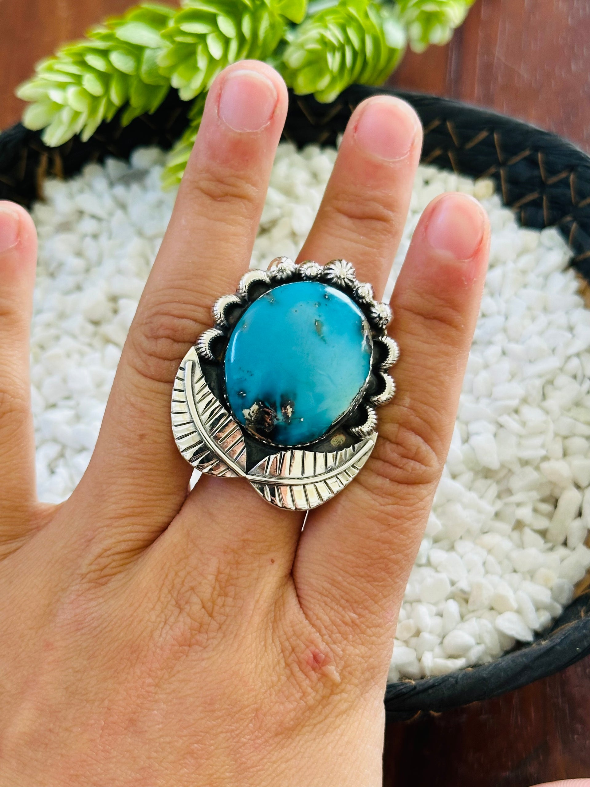 TTD “Retro” Kingman Turquoise & Sterling Silver Adjustable Ring