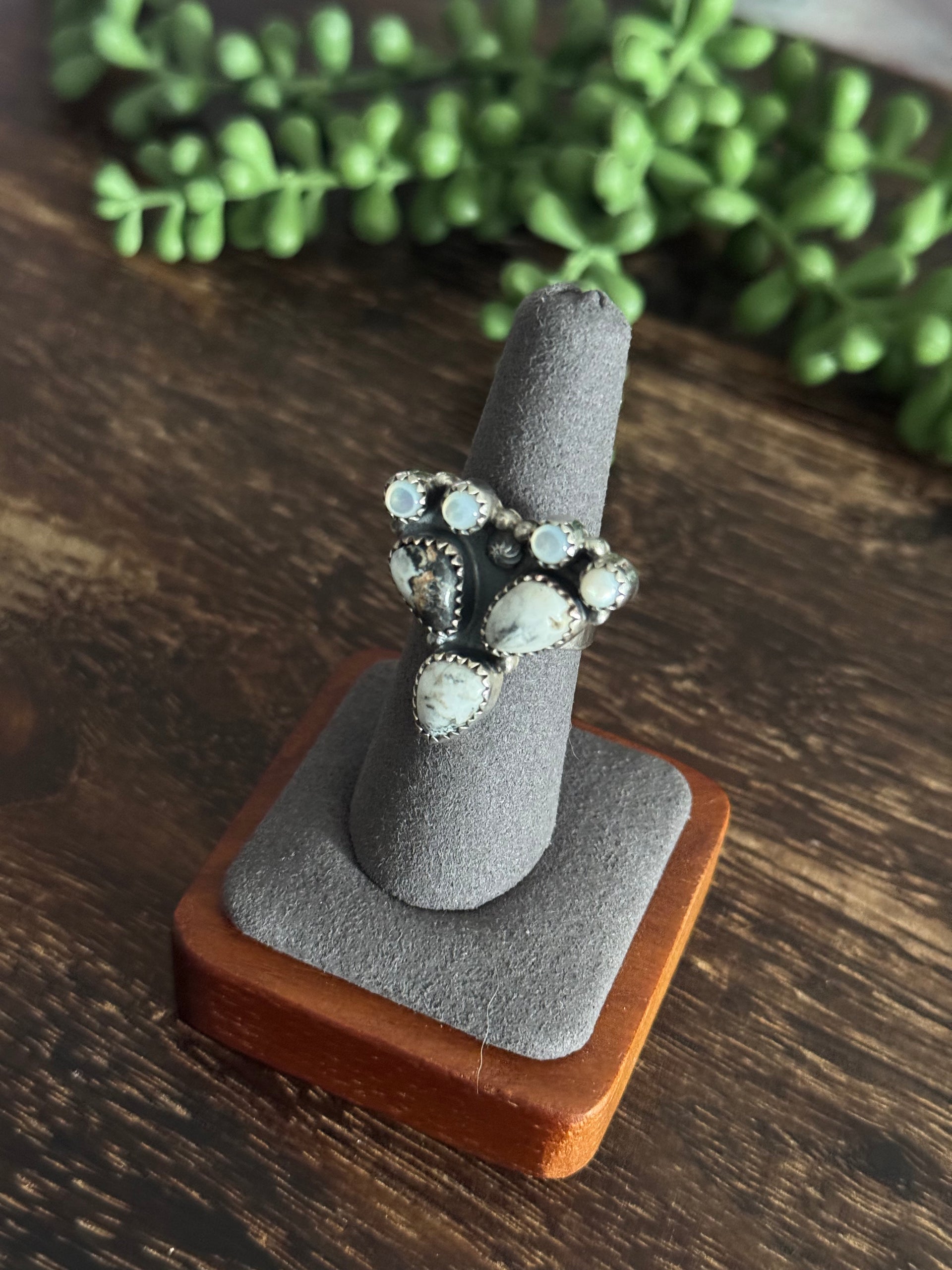 Southwest Made Multistone & Sterling Silver Adjustable Cluster Ring