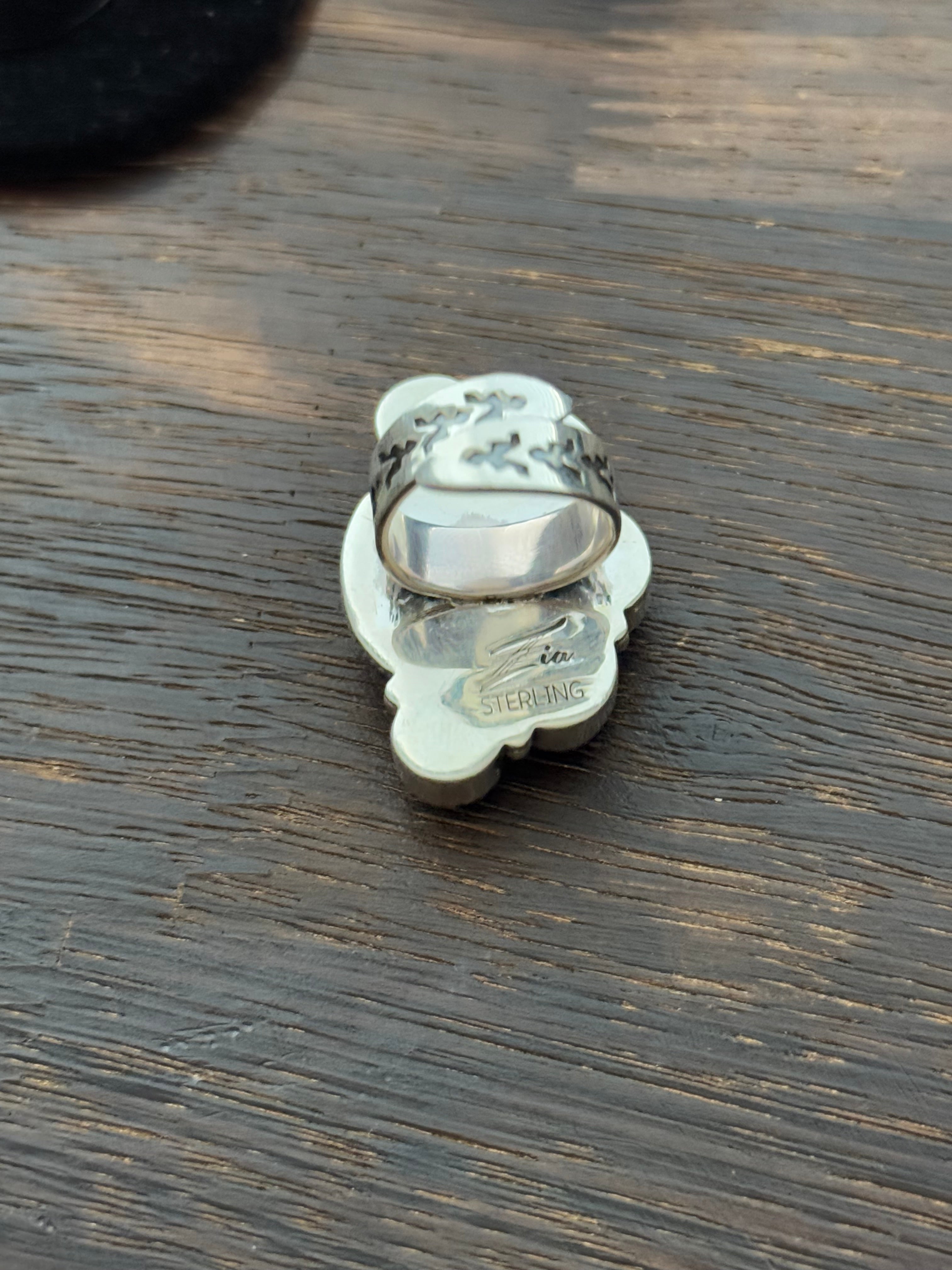 Navajo Made Multi Stone & Sterling Silver Adjustable Ring