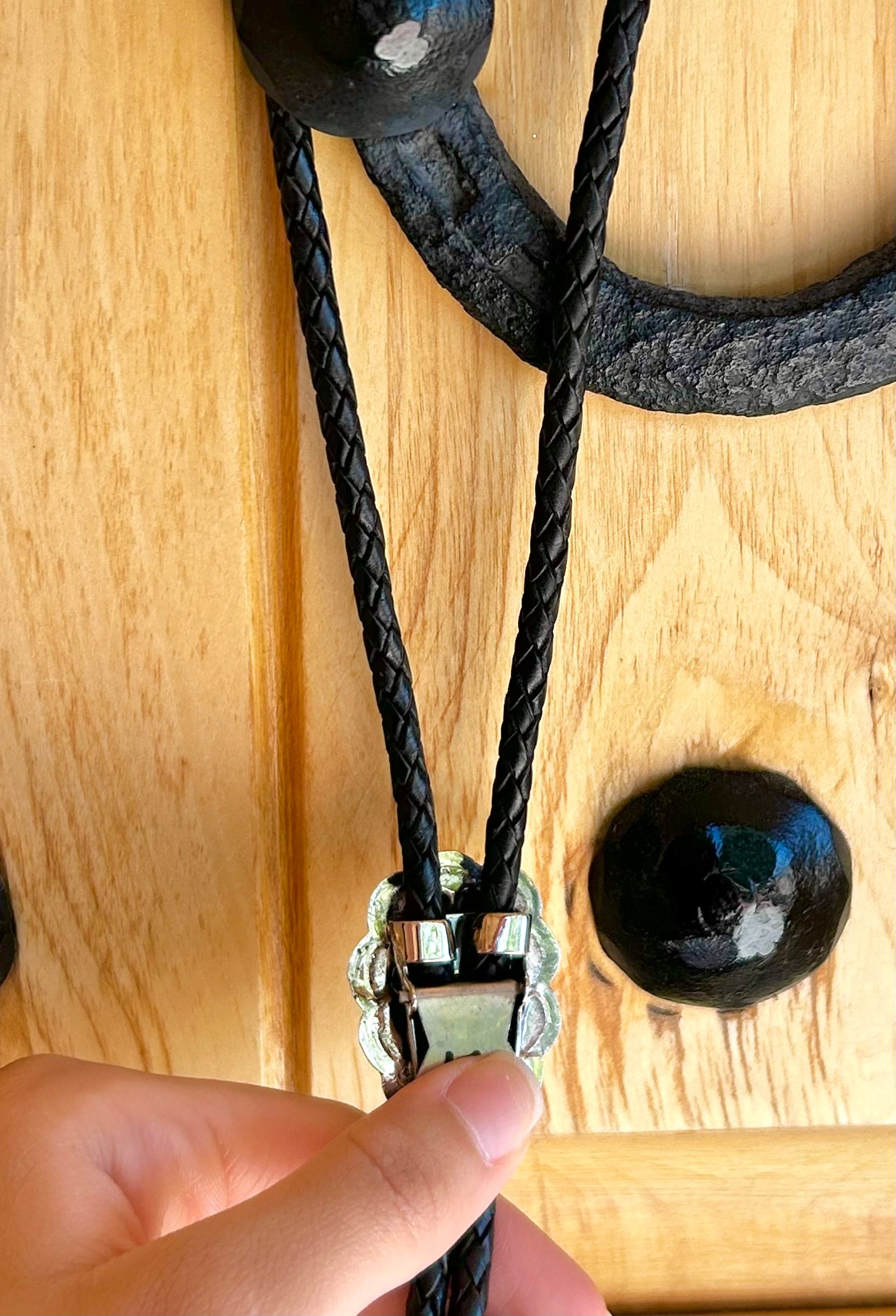 Navajo Made Kingman Turquoise & Sterling Silver Cluster Bolo Tie