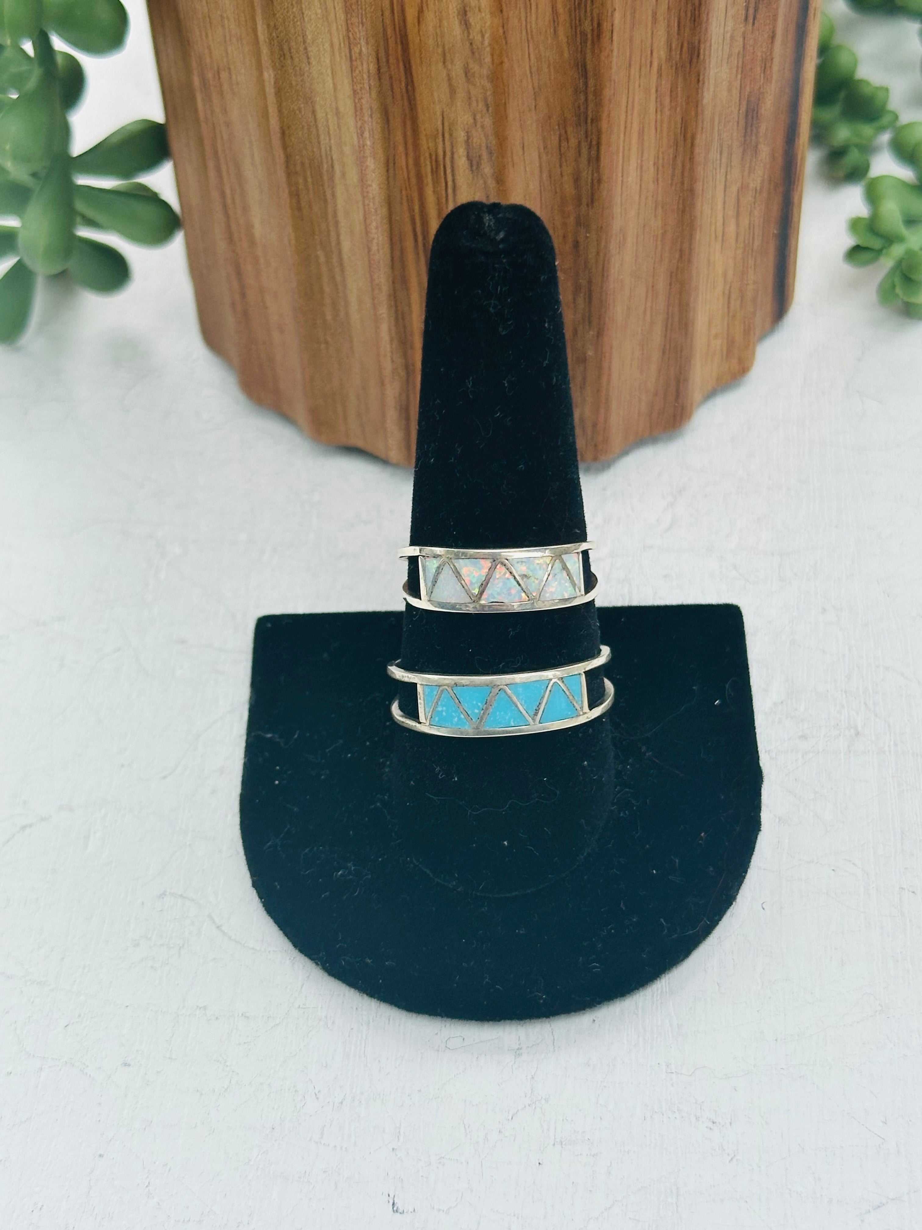 Navajo Made Sterling Silver Inlay Ring