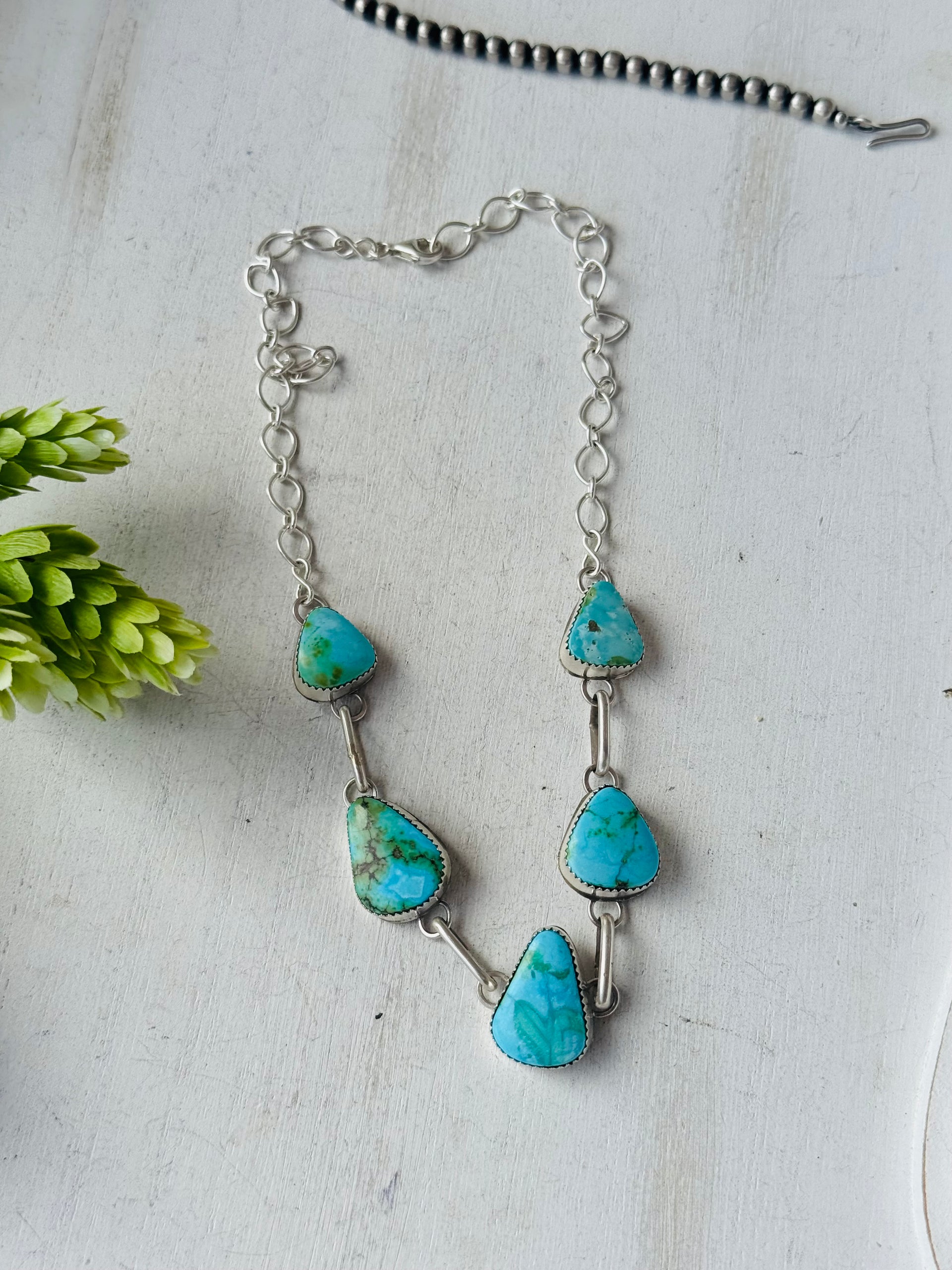 Tia Long Sonoran Mountain Turquoise  & Sterling Silver Choker Necklace