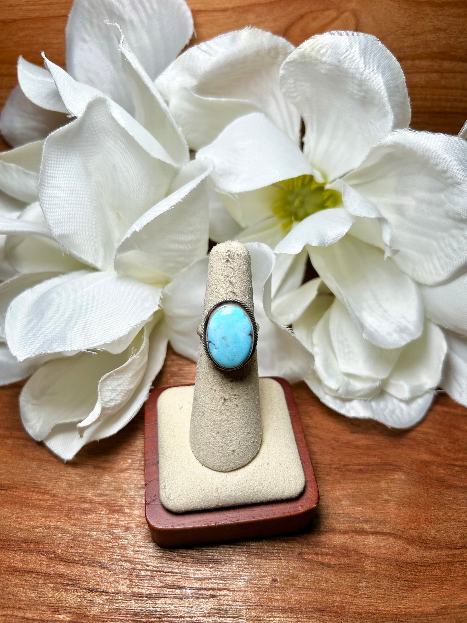 Eli Skeets Golden Hill Turquoise & Sterling Silver Cluster Ring 5.25