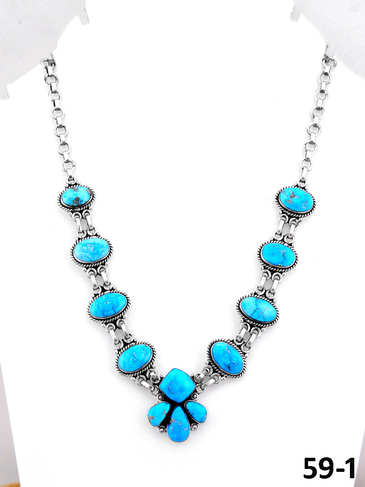 Southwest Handmade White Water Turquoise & Sterling Silver Necklace